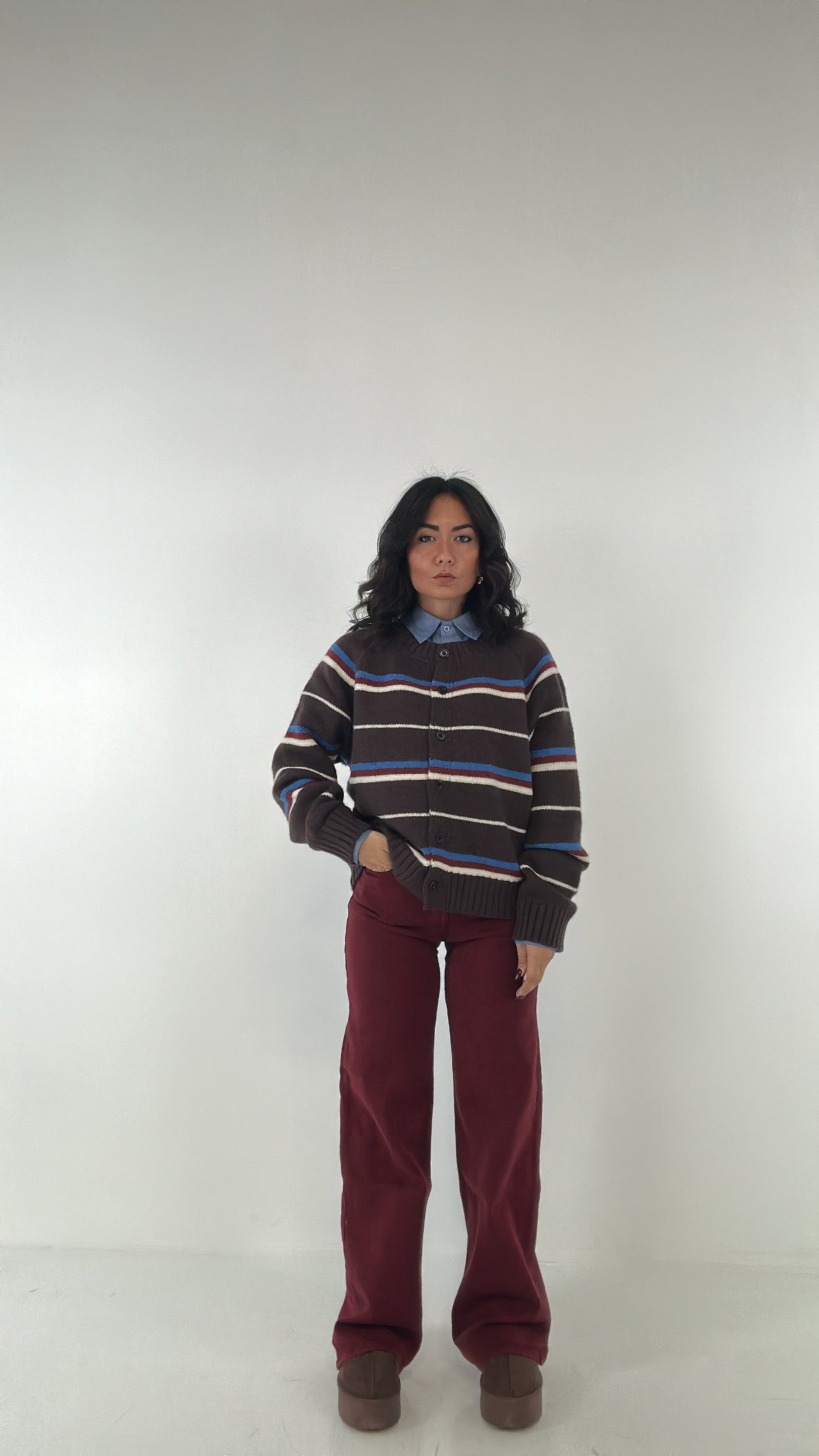 Jeans WIDE LEG FOULARD - BORDEAUX