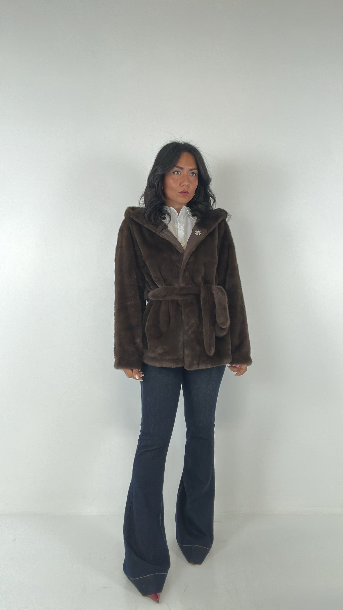 Ecopelliccia CINTURA LOW - MARRONE