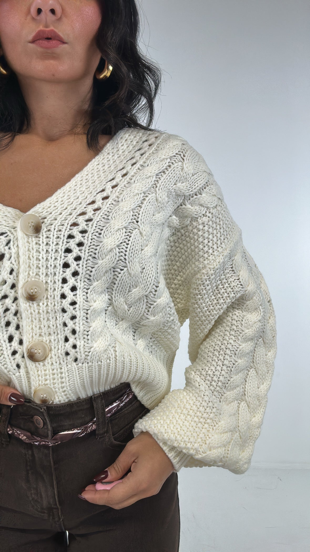 Cardigan TRECCE WIN - PANNA