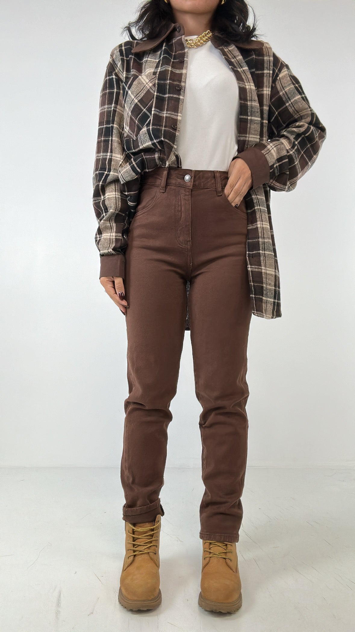 Jeans MOM BROWN - MARRONE