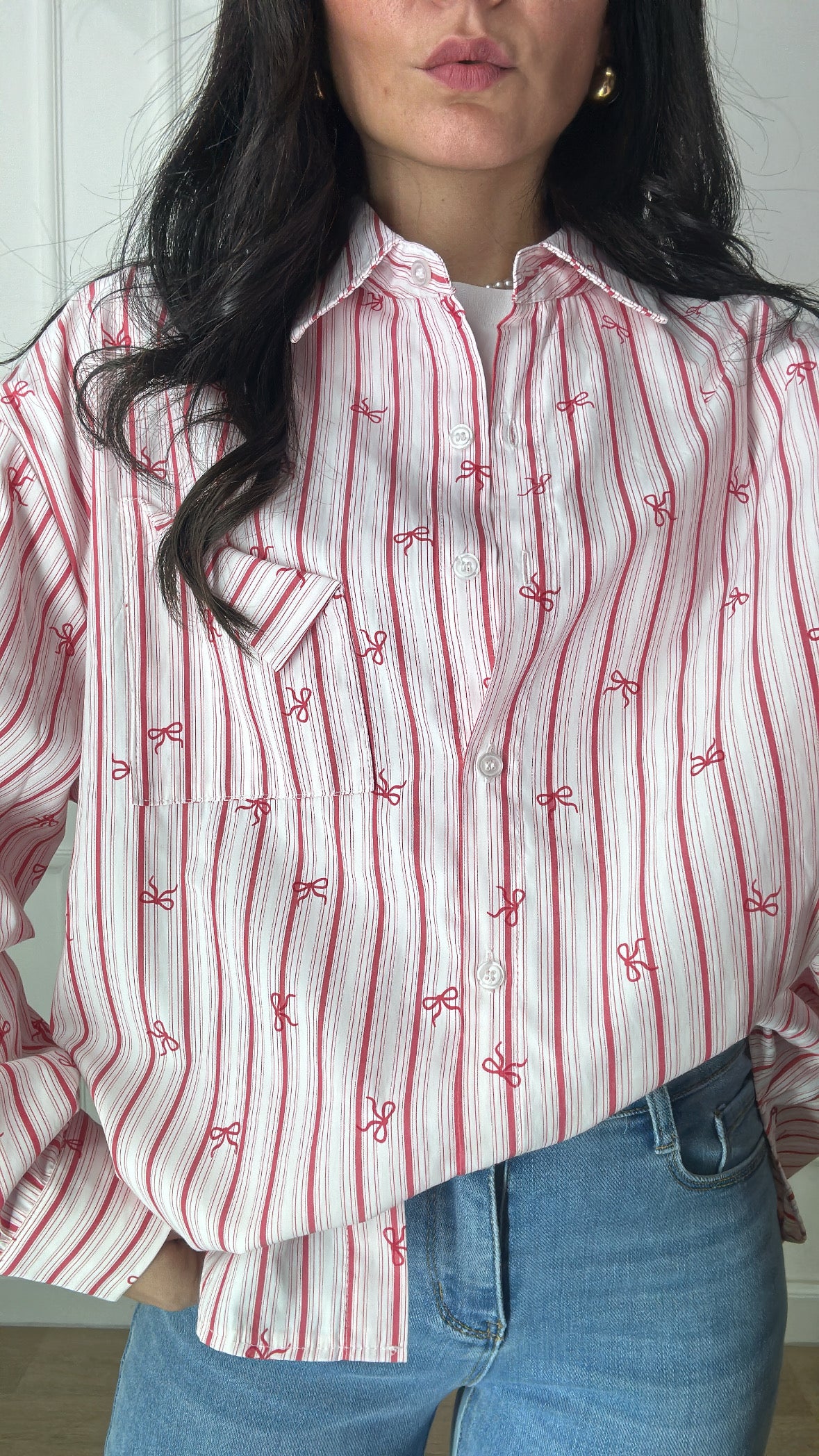 Camicia RIGHE E FIOCCHI - ROSSO