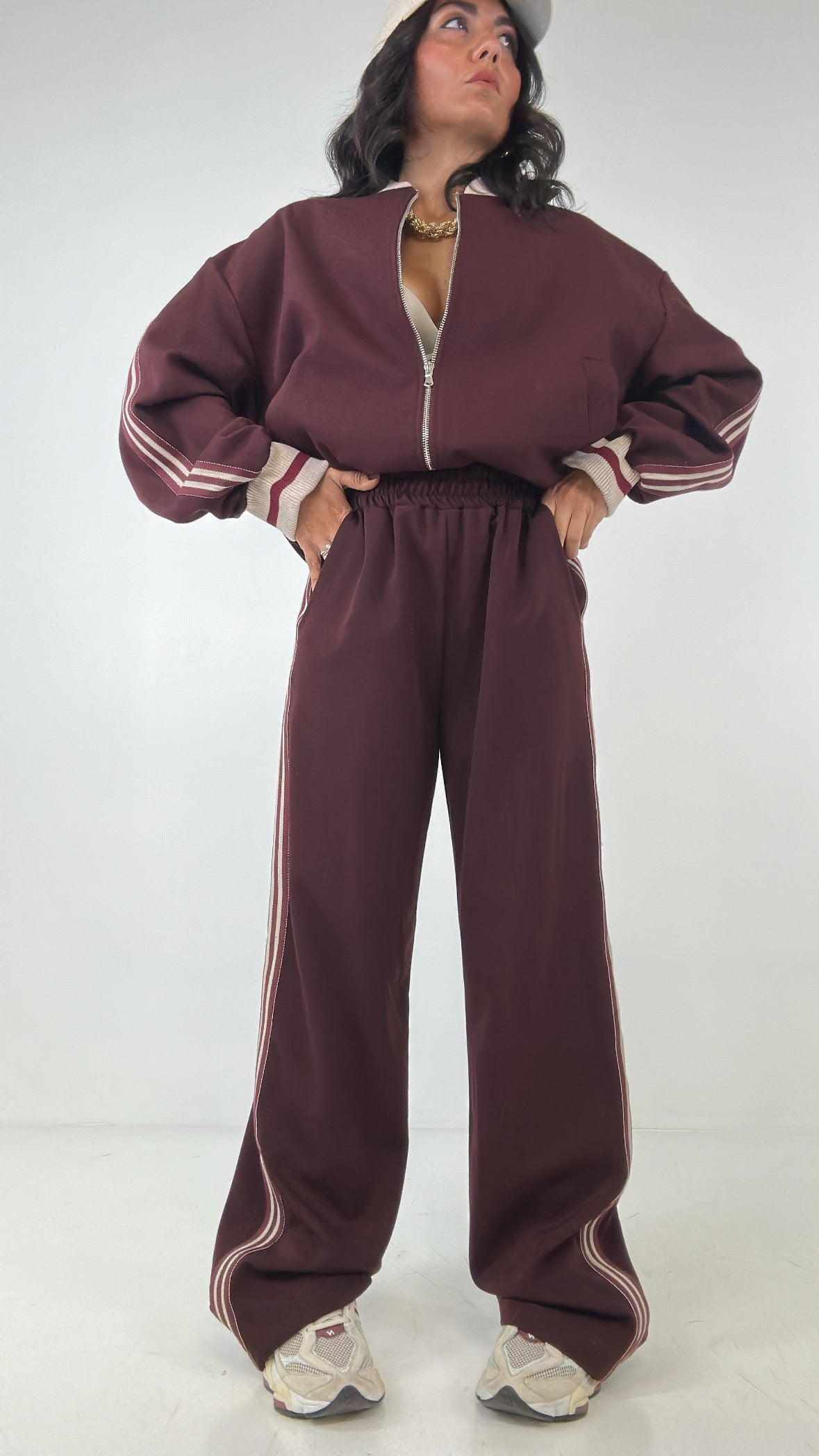 Pantalone LUMINA STRIPES - BORDEAUX