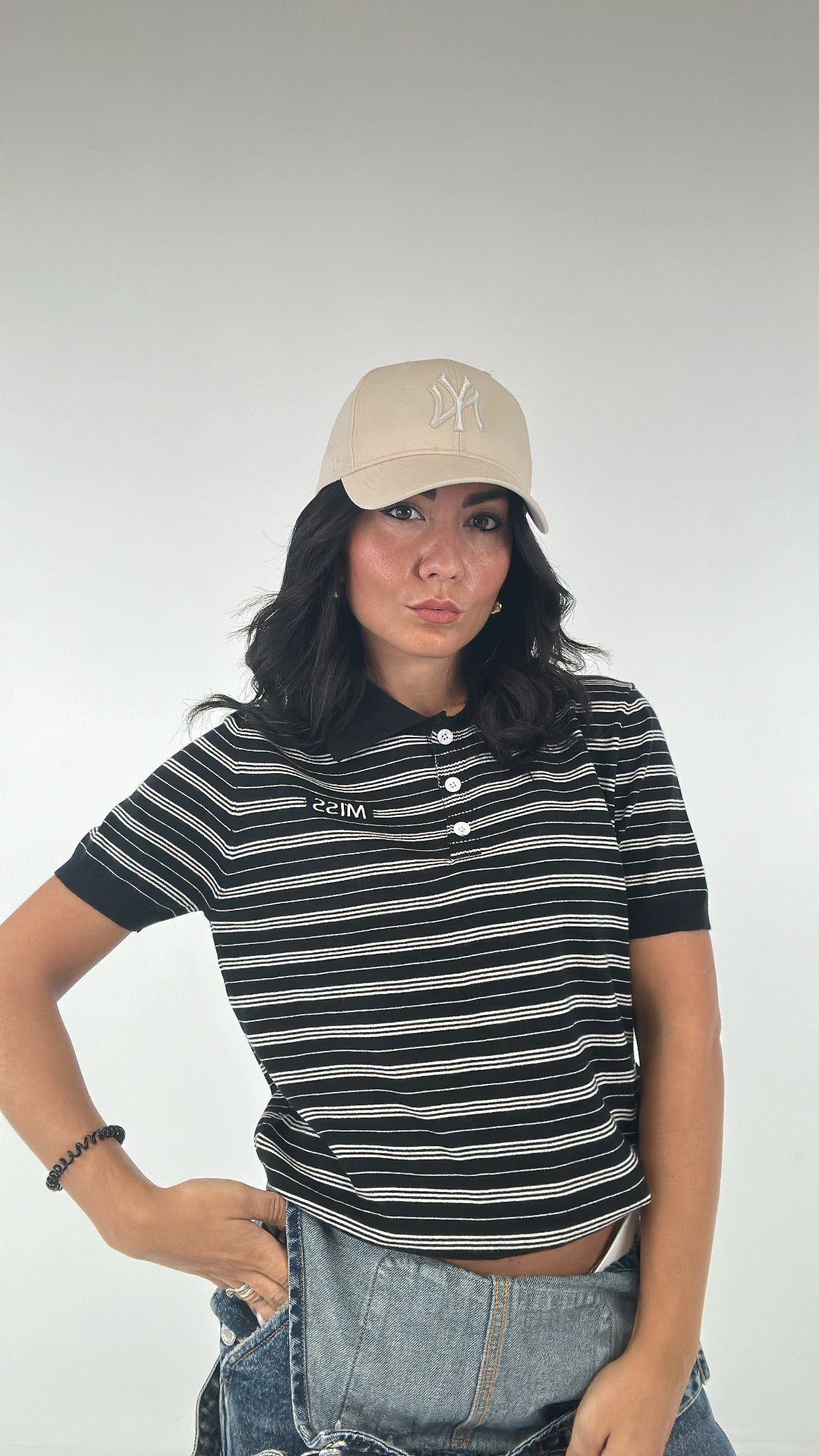 Polo IN MAGLIA RIGATA - NERO