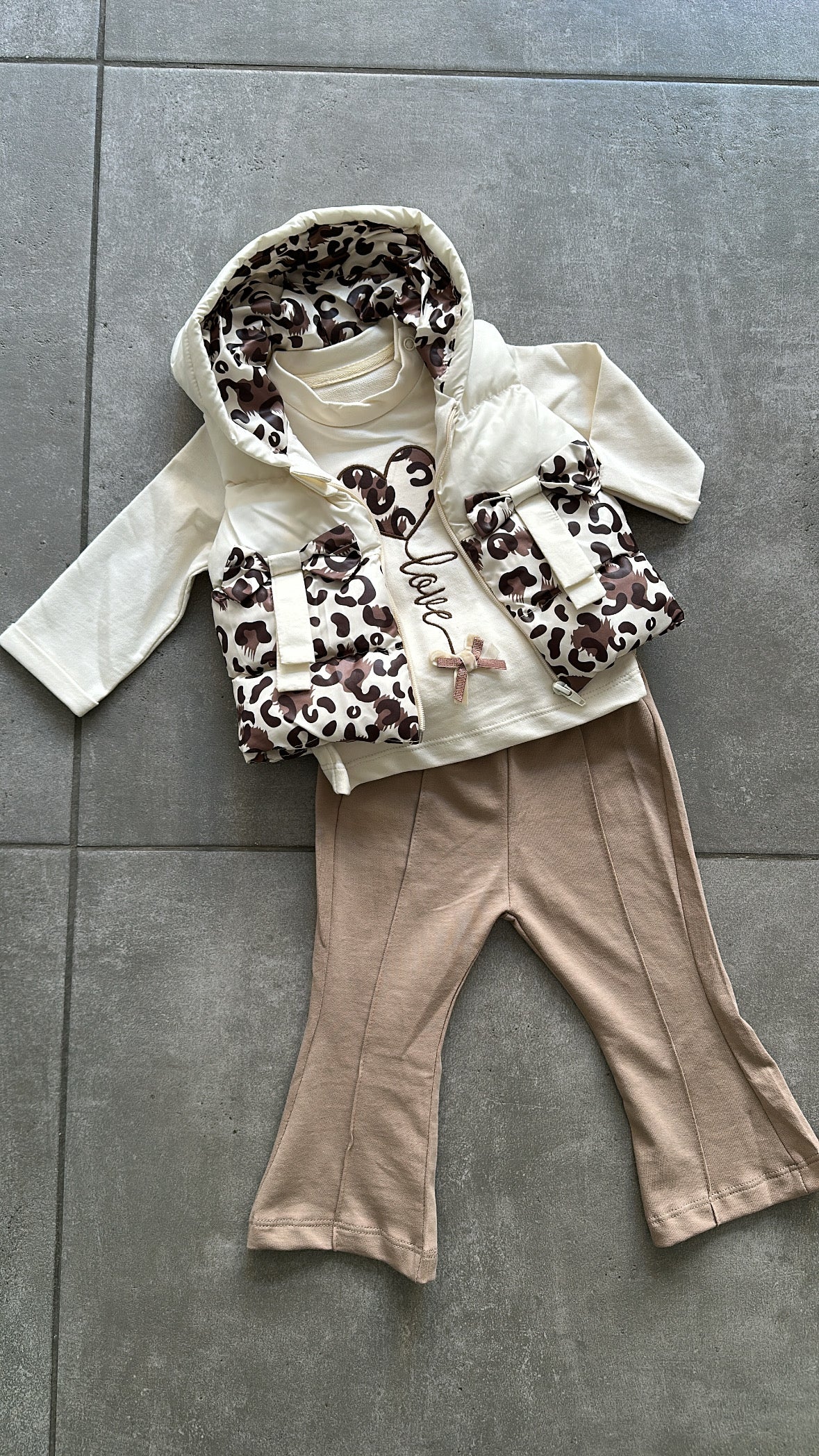 Cordinato CON GILET MACULATO 9-18M - PANNA