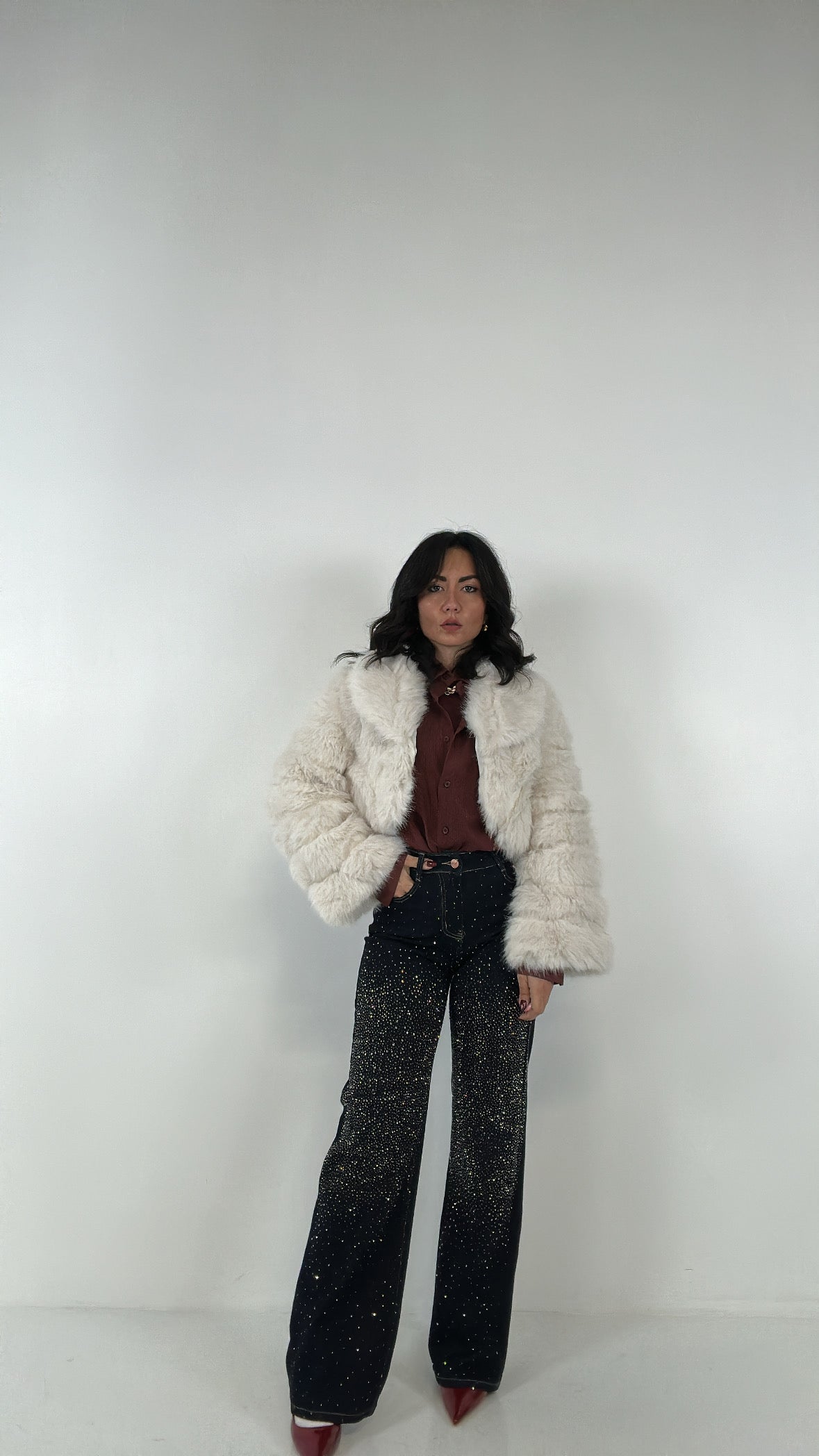 Ecopelliccia CROP TRAPUNTATA - BIANCO