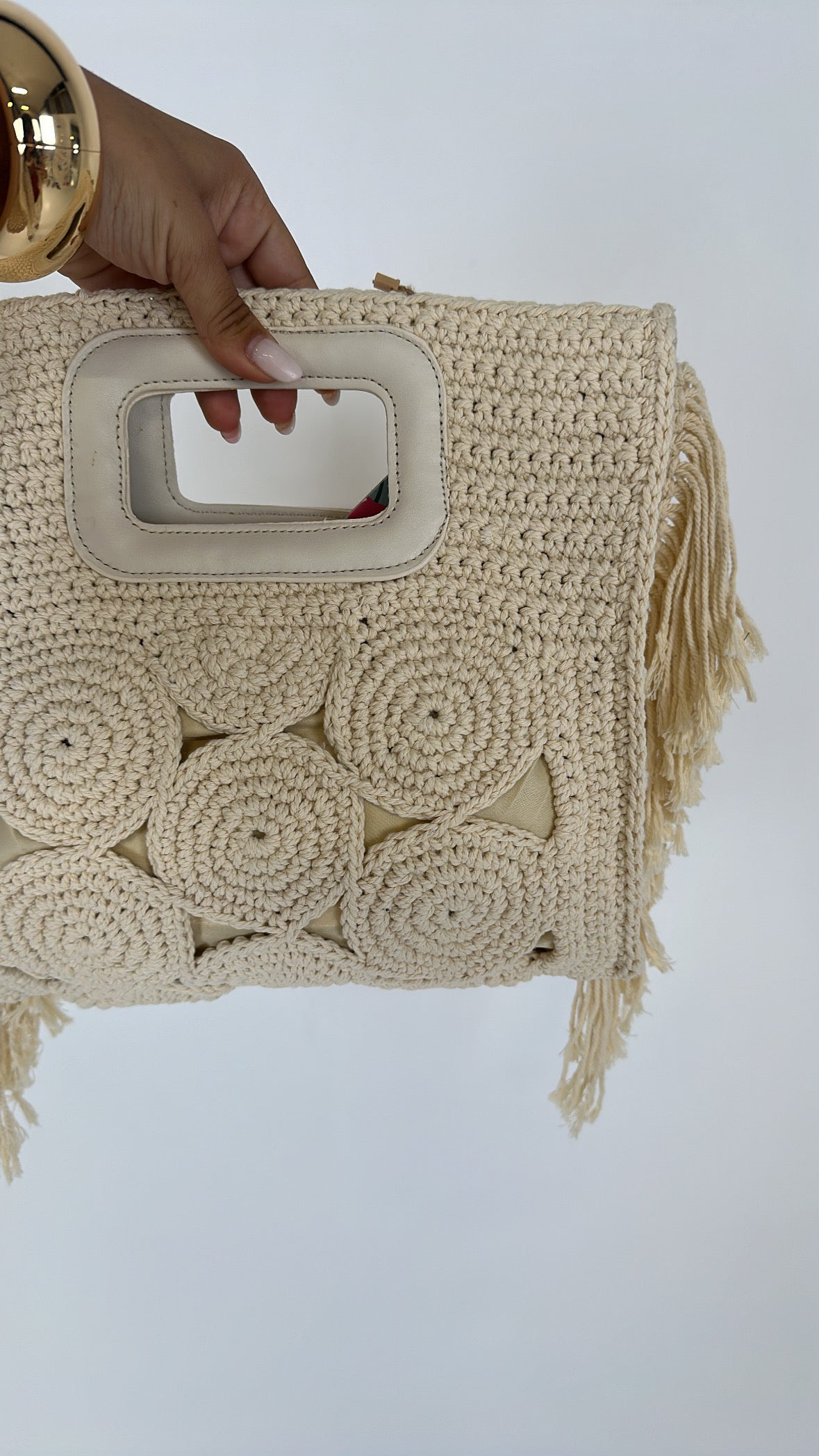 Borsa FRANGE INTRECCIATA - PANNA