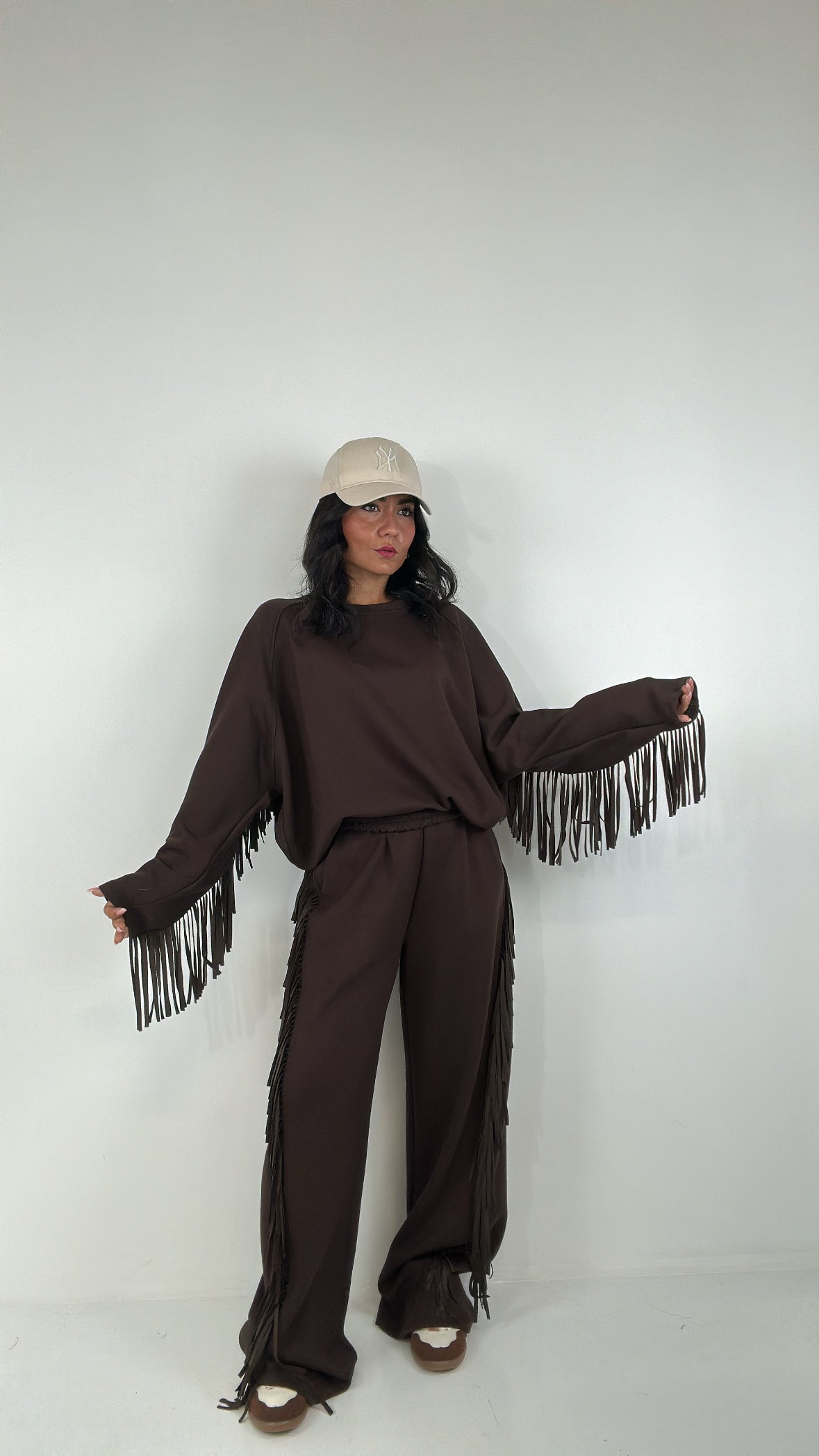 Pantalone LUMINA FRANGE - MARRONE