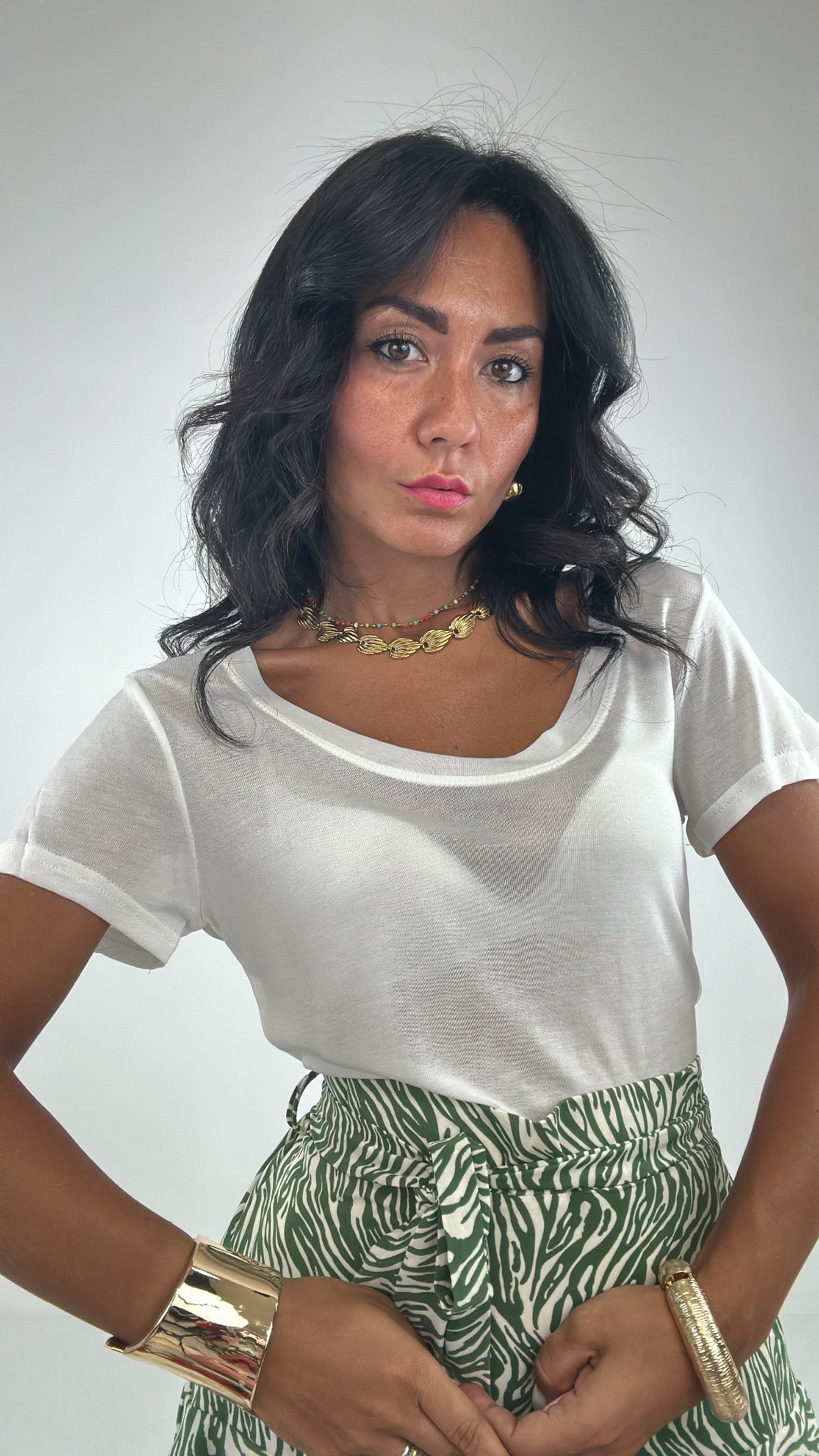 T-shirt SCOLLO TONDO - BIANCO