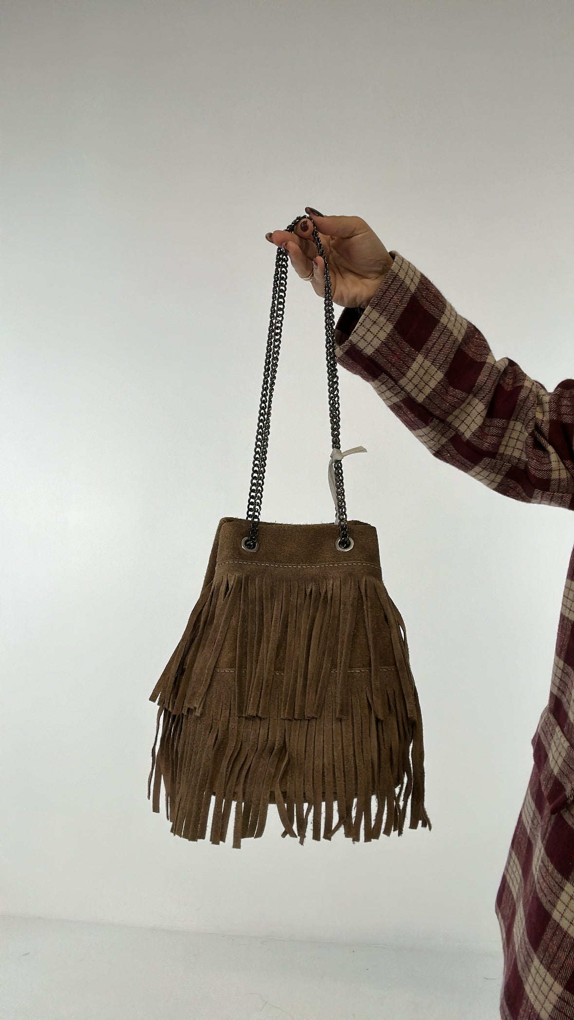 Secchiello IN CAMOSCIO CON FRANGE - KHAKI