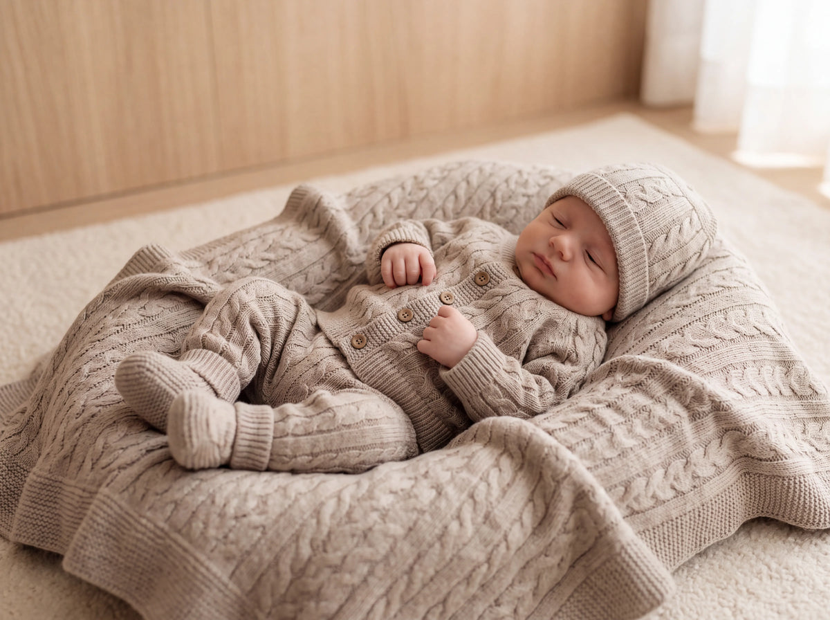 Set NASCITA 5pz CARAMINI 0-3M - BEIGE