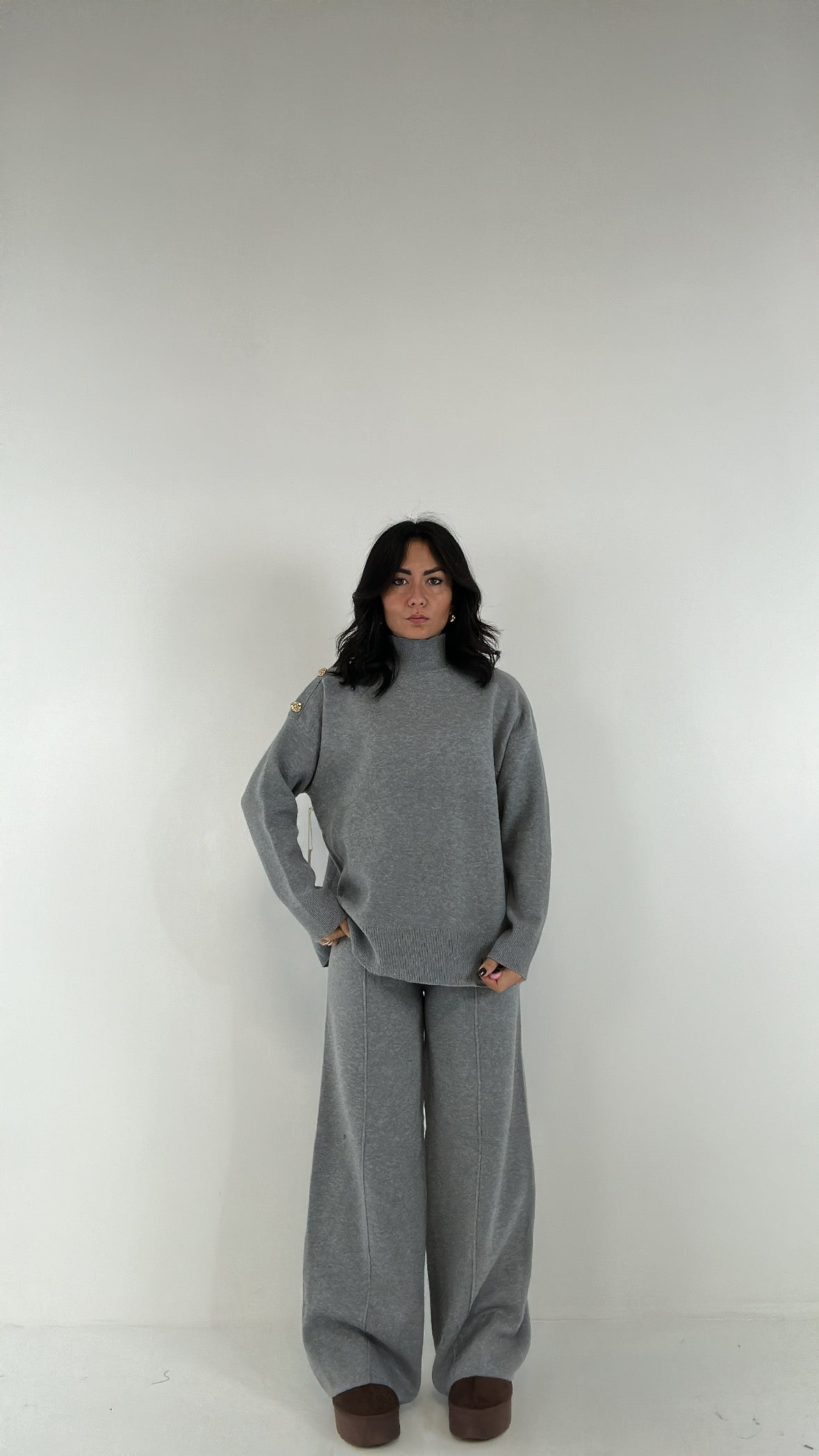 Coordinato DOLCEVITA BOTTONI ORO - GRIGIO