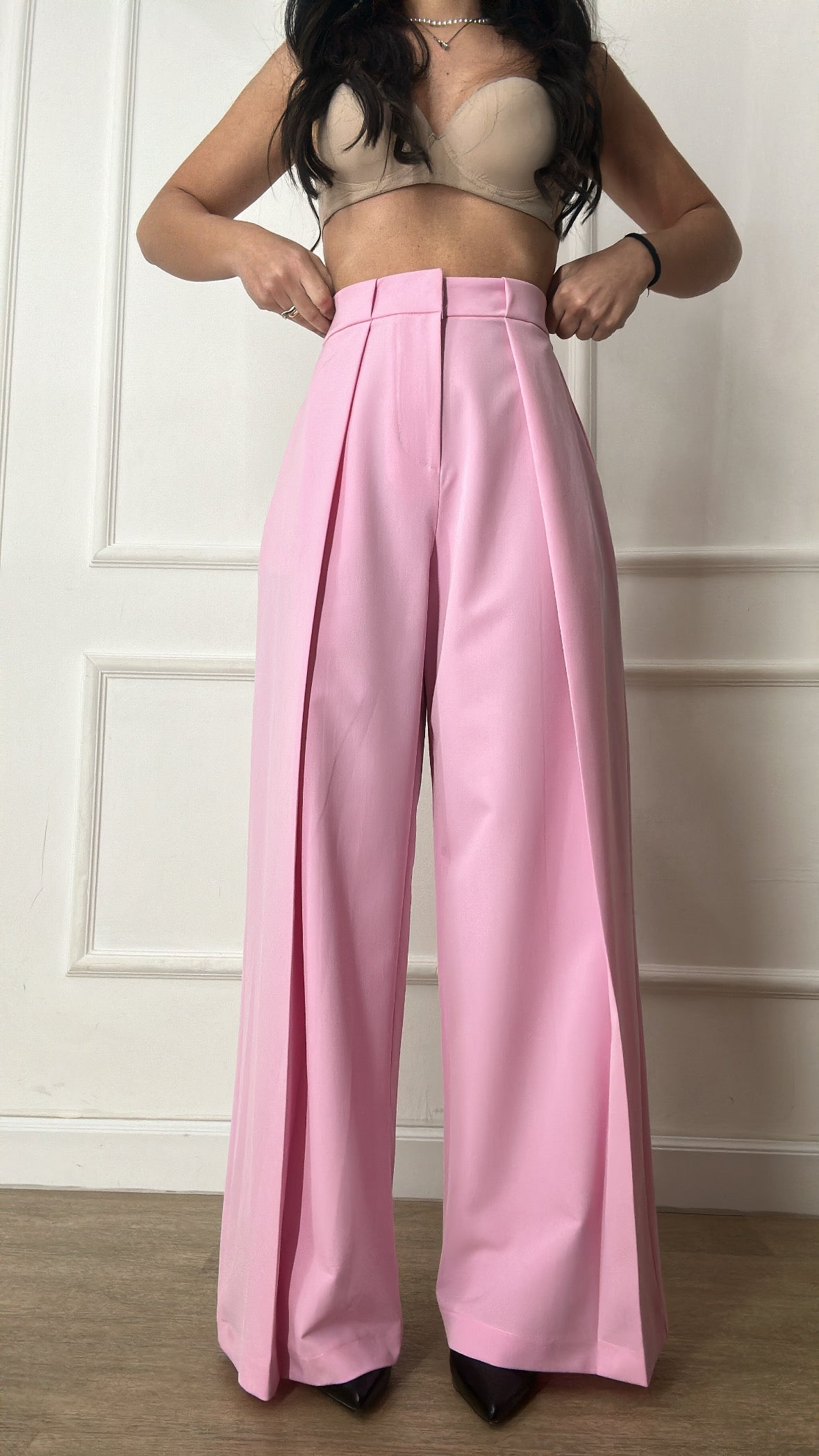 Pantalone PALAZZO LUMINA CON PENCE - ROSA