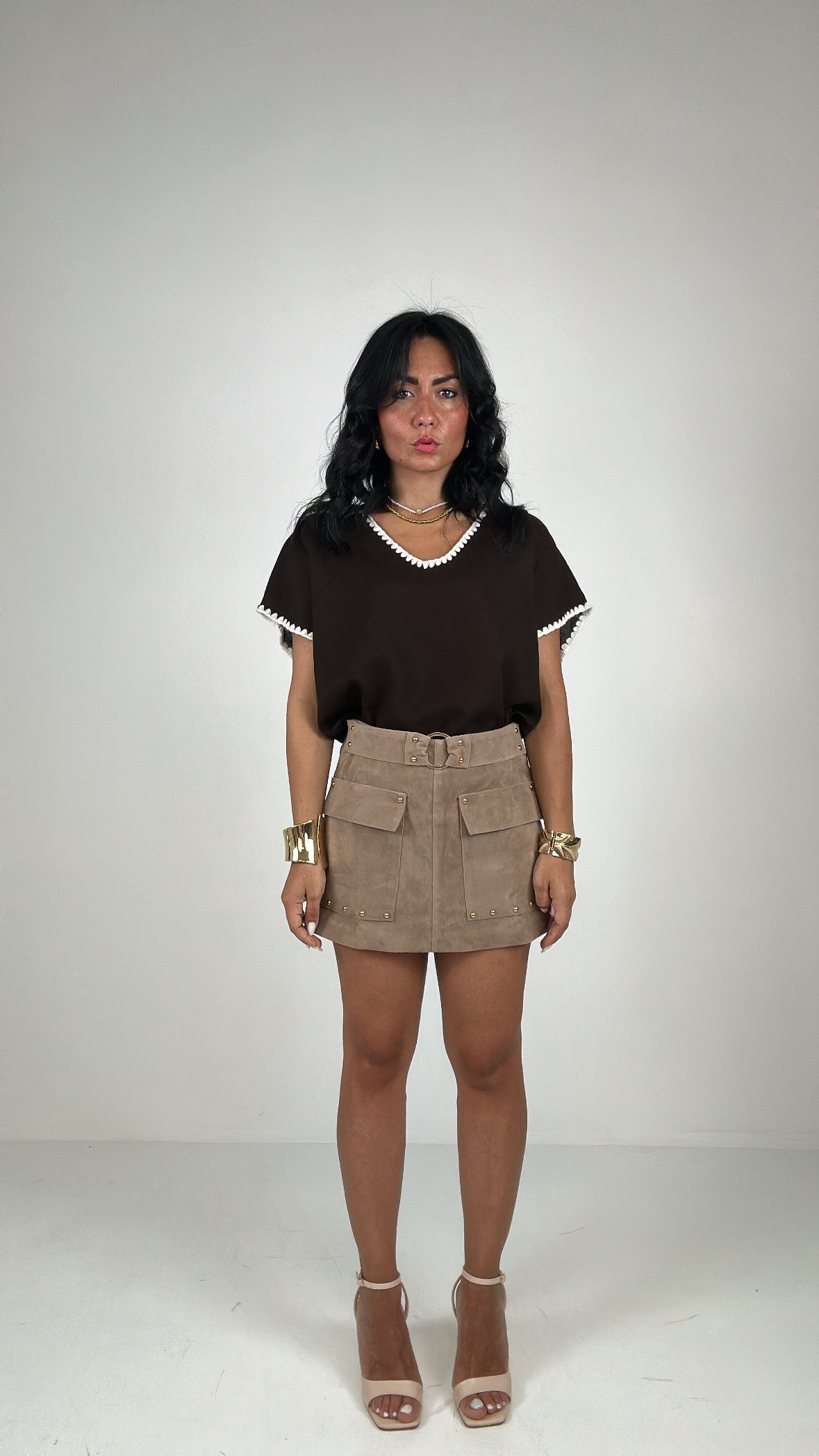 Shorts CAMOSCIO E BORCHIE - BEIGE
