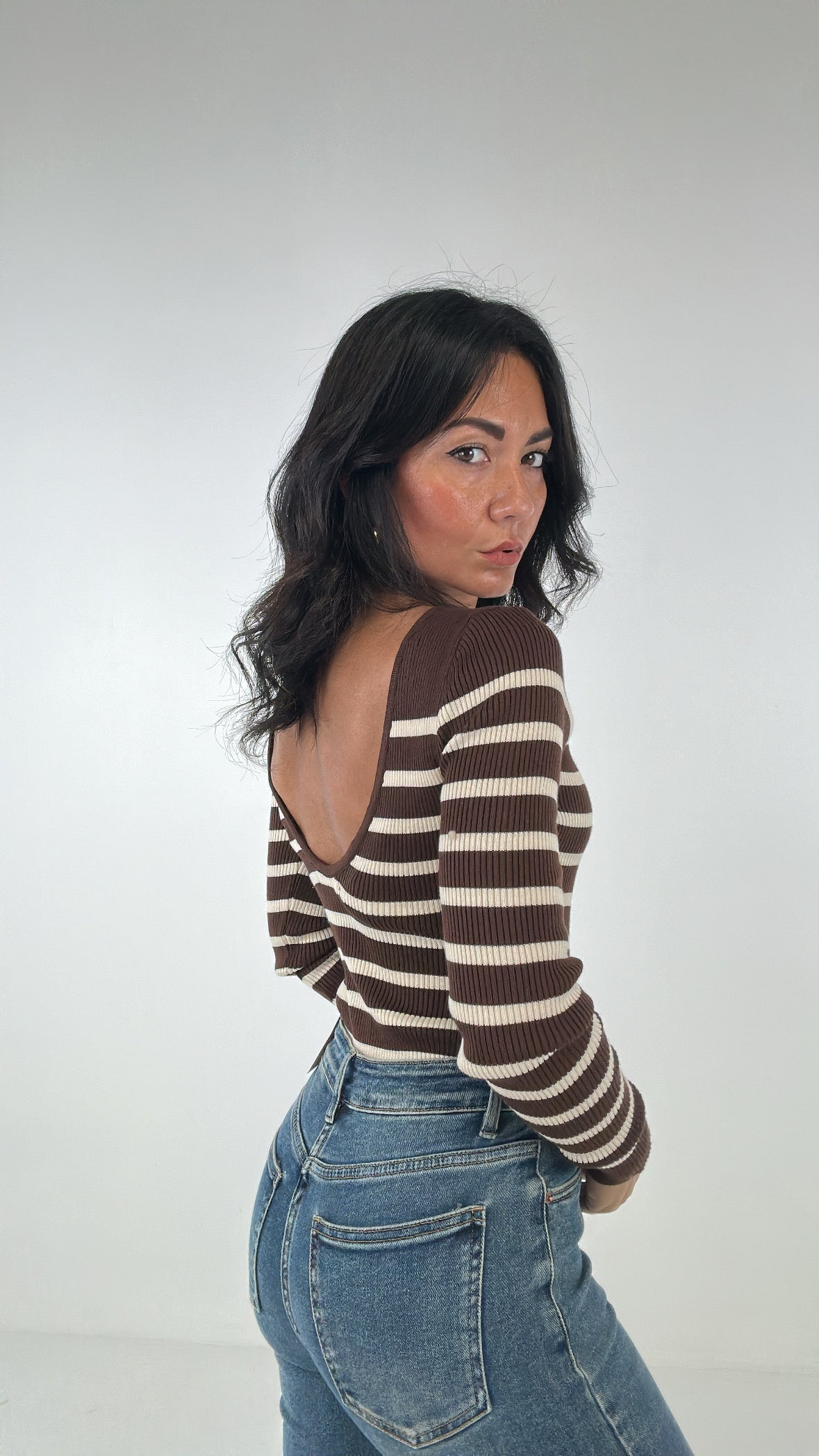 Body IN MAGLIA RIGATO - MARRONE