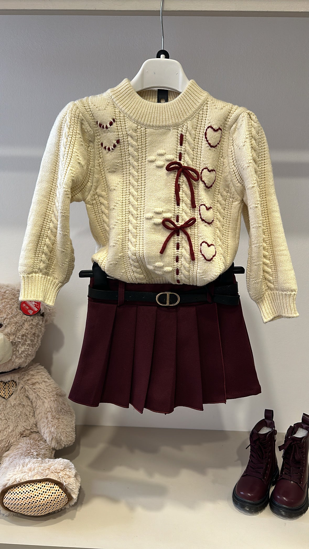 Pull FIOCCHETTI E CUORI - PANNA
