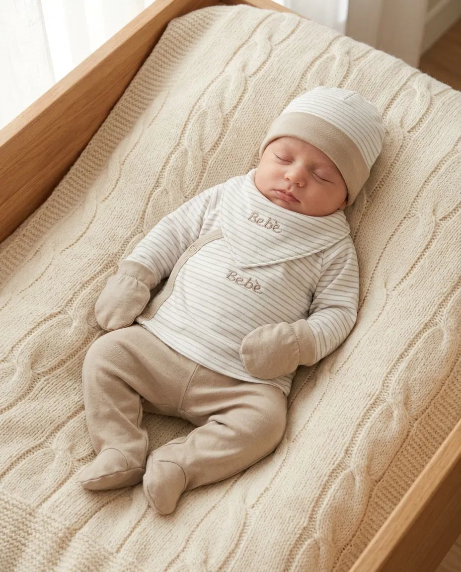 Set NASCITA BEBE' 4pz - BEIGE