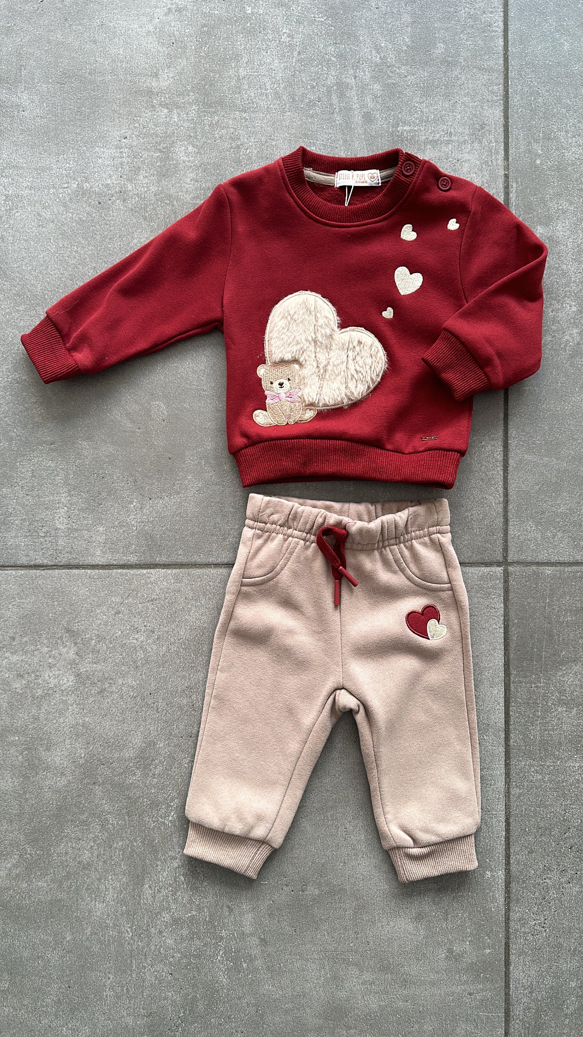 Tuta CON CUORE PELLICCIOSO 3-18M - BORDEAUX