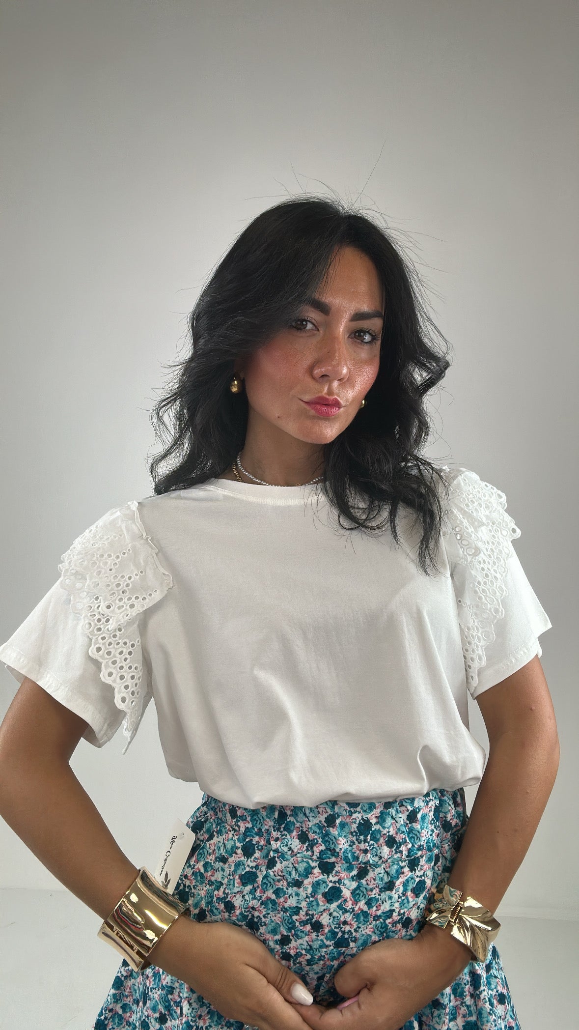 T-shirt MANICA VOLANT SANGALLO - BIANCO
