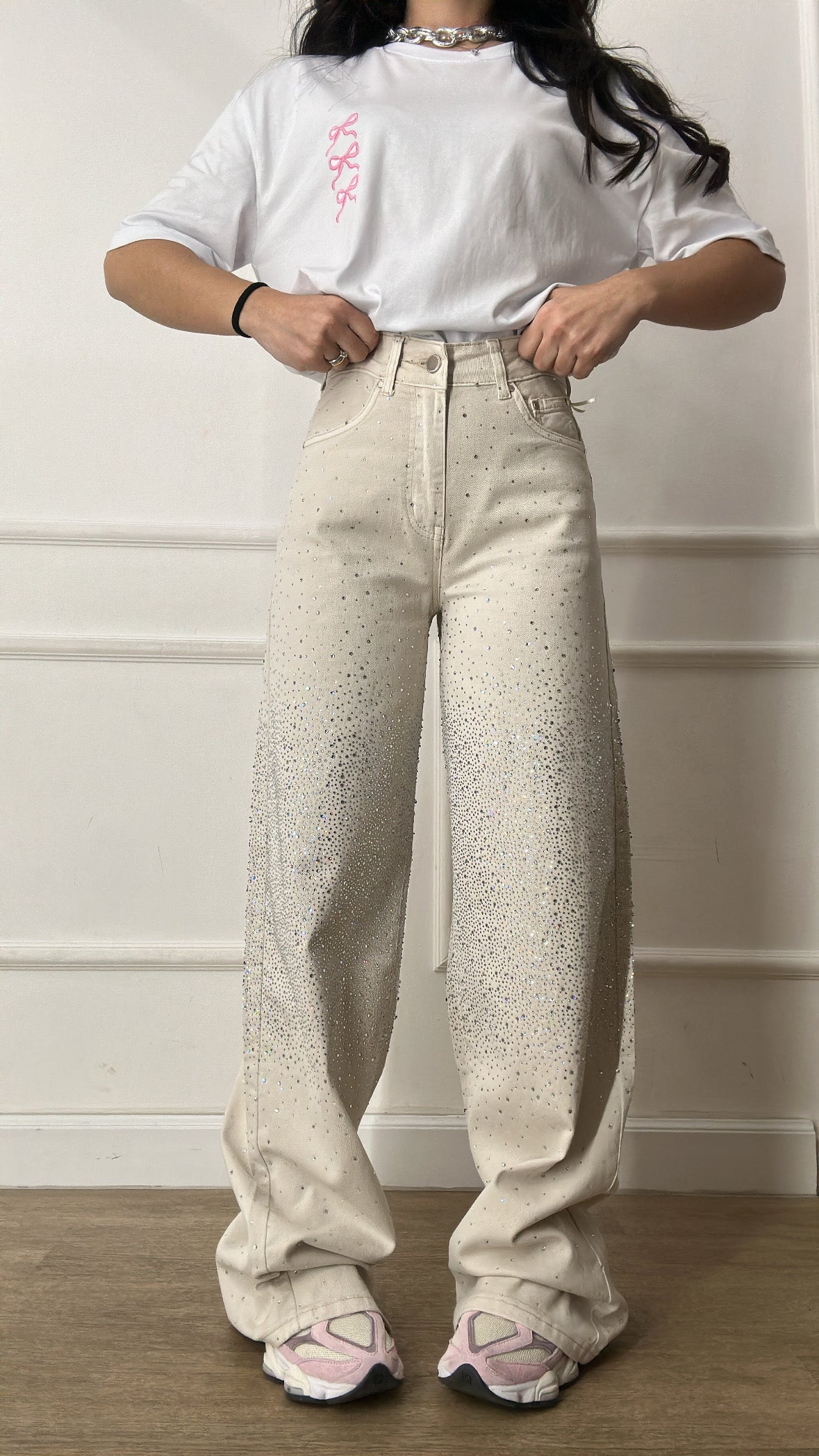 Jeans STRASS SAVANA - BEIGE