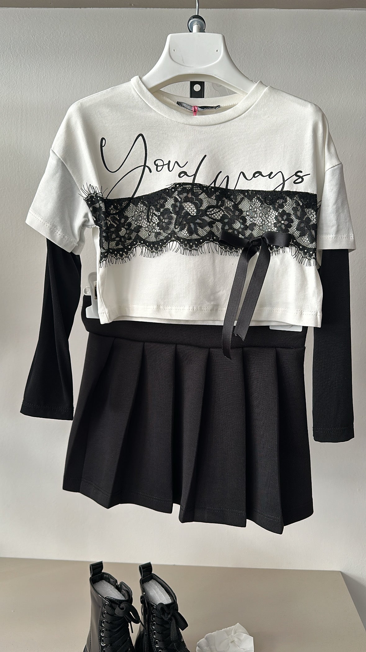 Completo CON MAGLIA PIZZO 4-14A - NERO