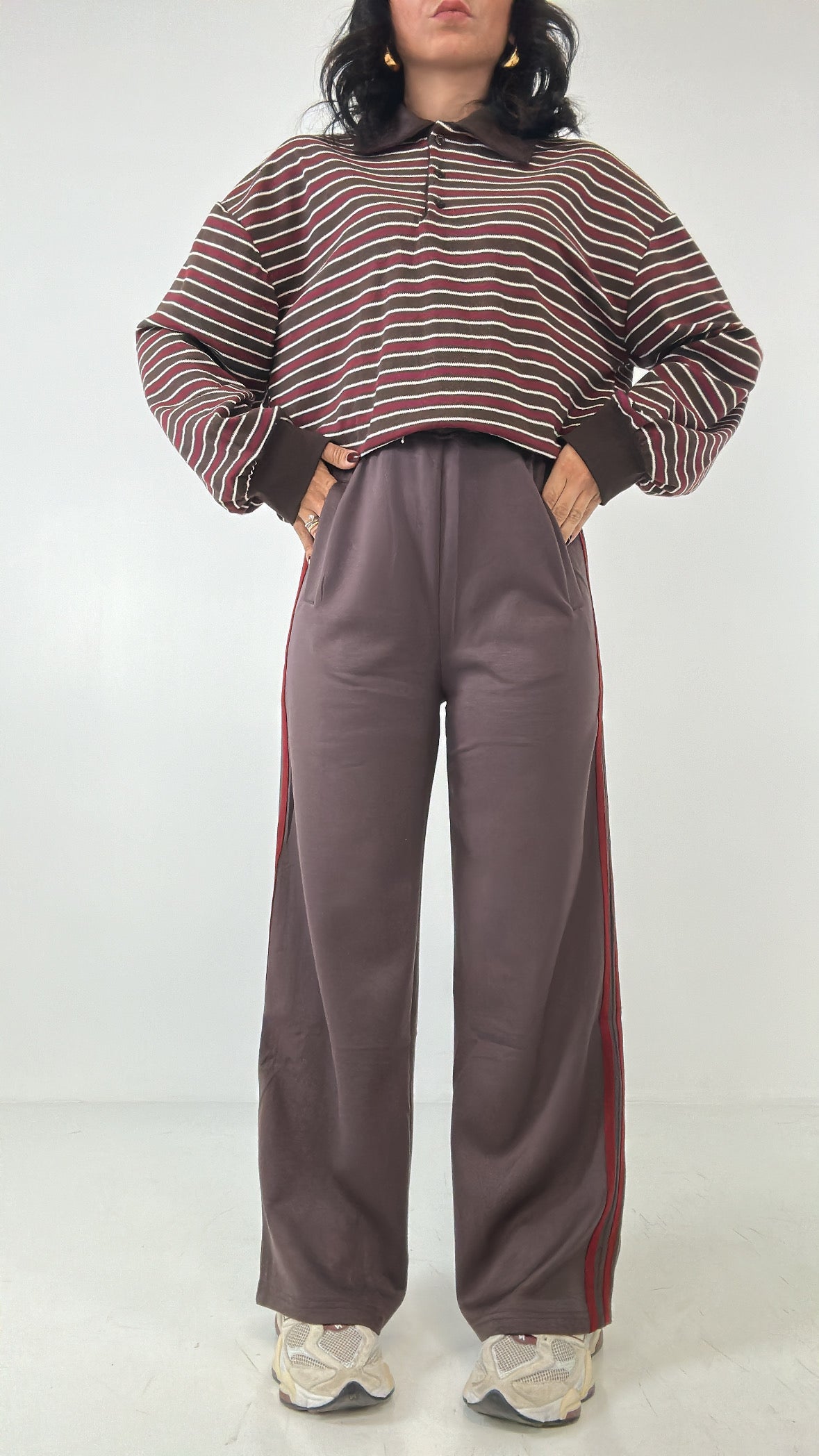 Pantalone TUTA CON RIGA VELLUTO - MARRONE
