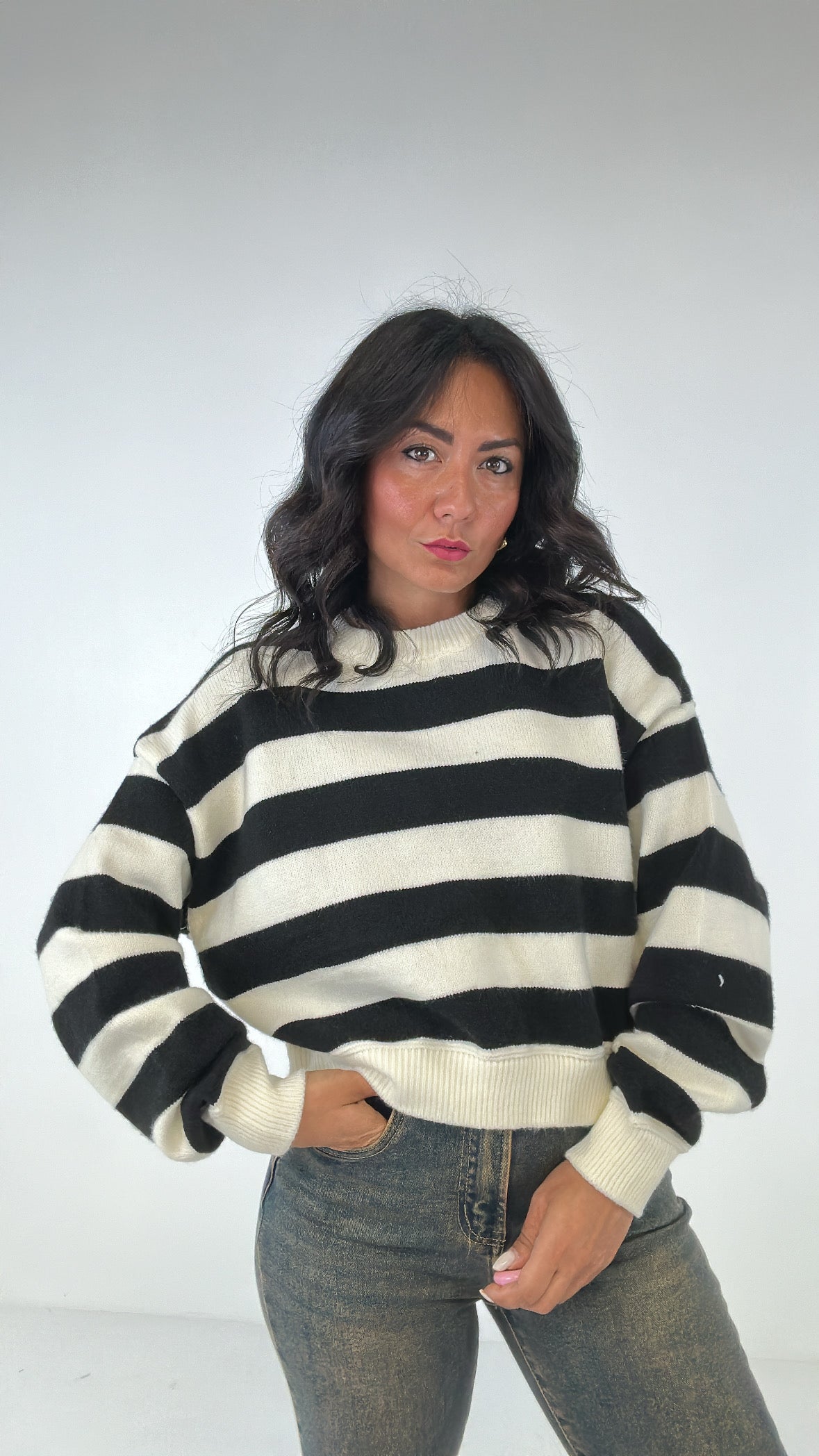 Pull WINTER RIGHE - NERO