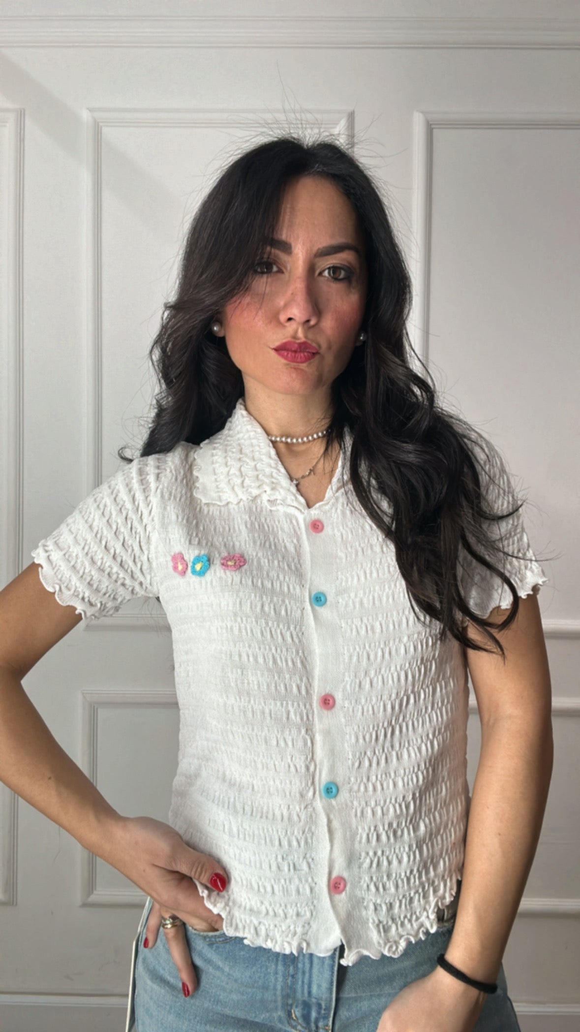 Maglia MOOCHY FIORELLINI - BIANCO
