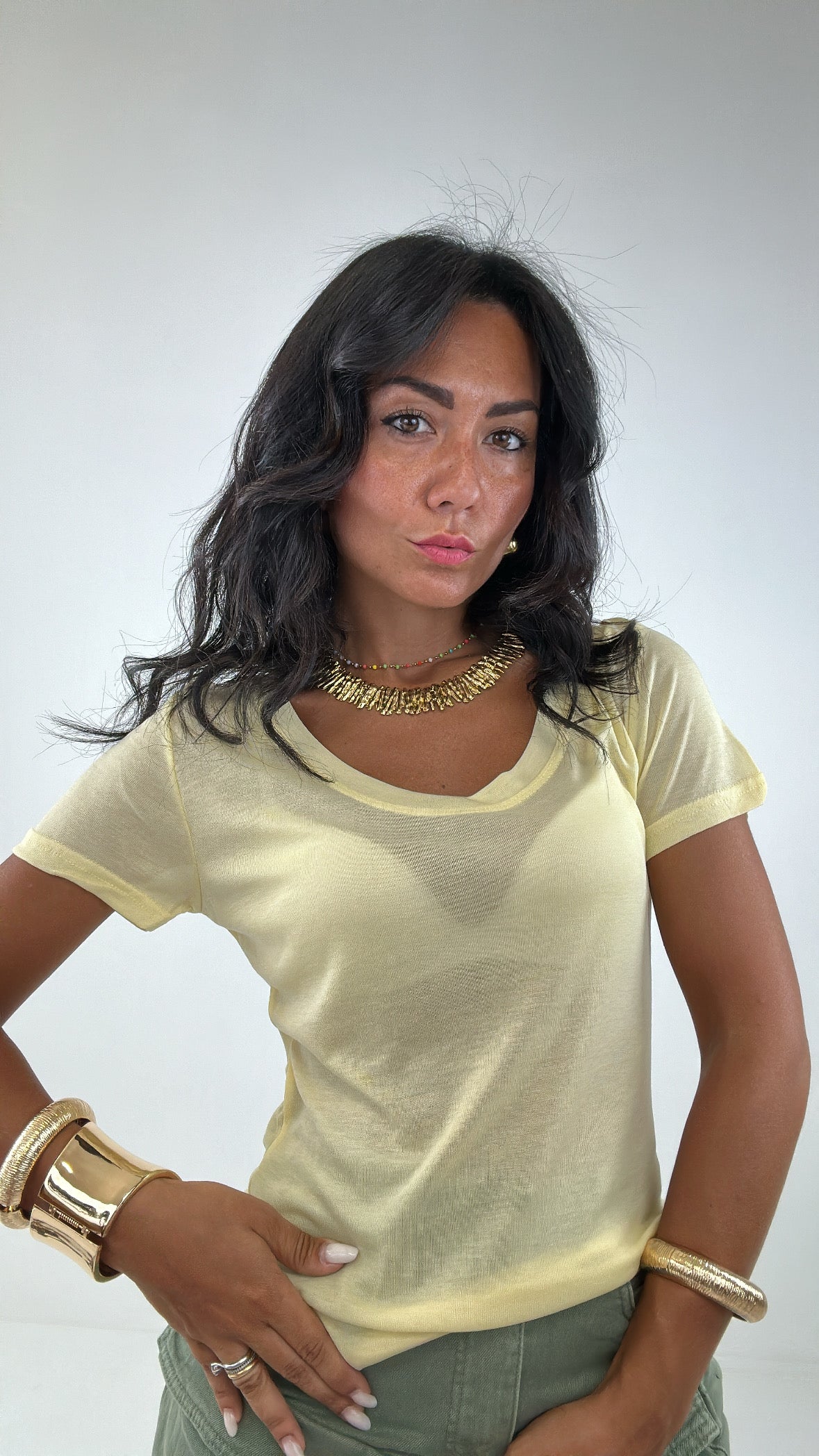 T-shirt SCOLLO TONDO - GIALLO