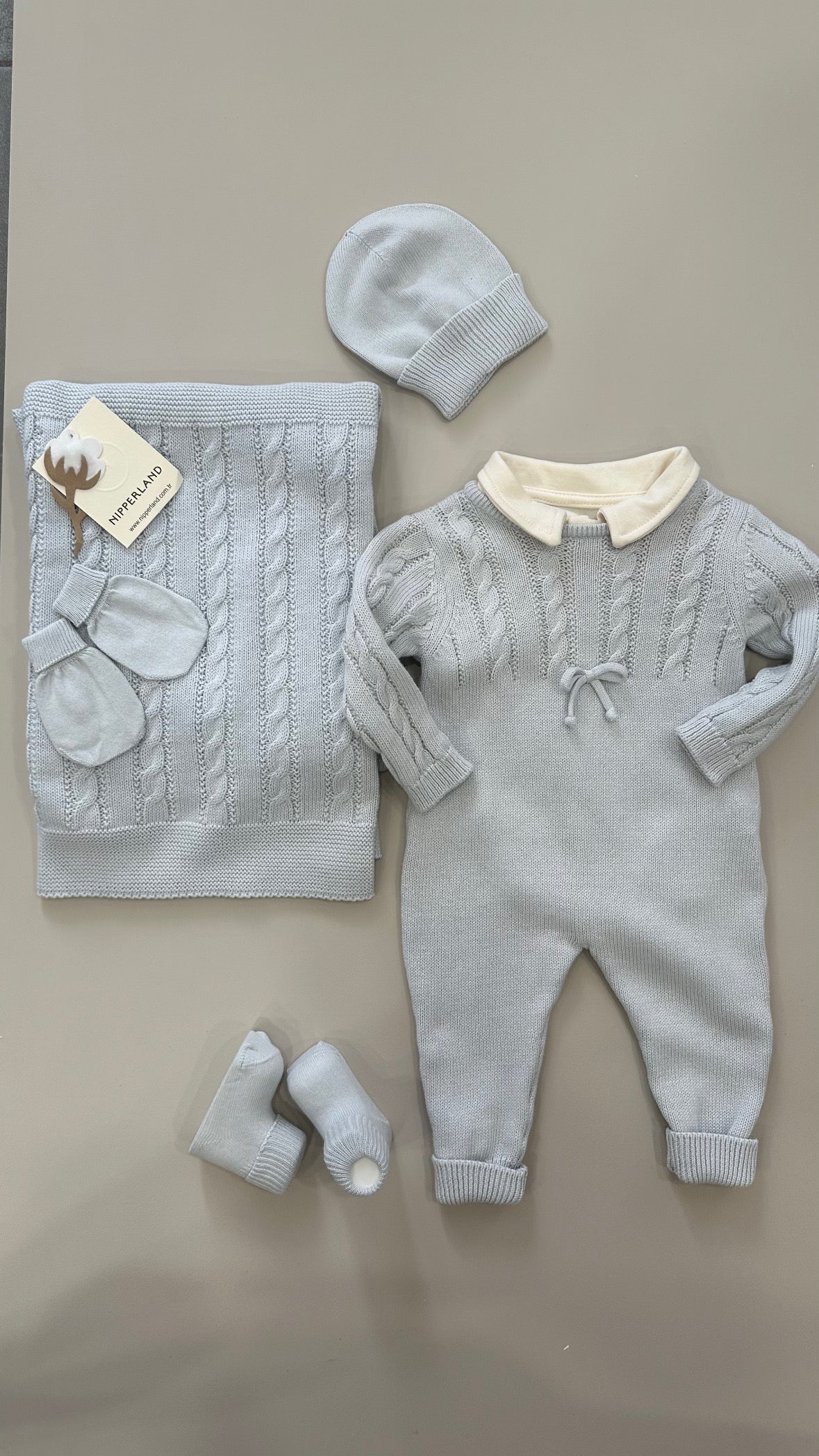 Set NASCITA NIP FIOCCO - CELESTE