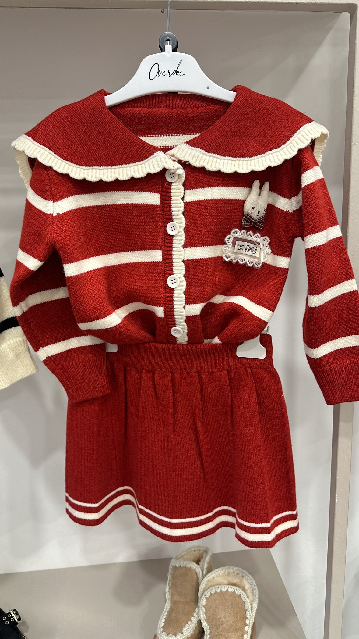 Coordinato RIGHE CON GONNA - ROSSO