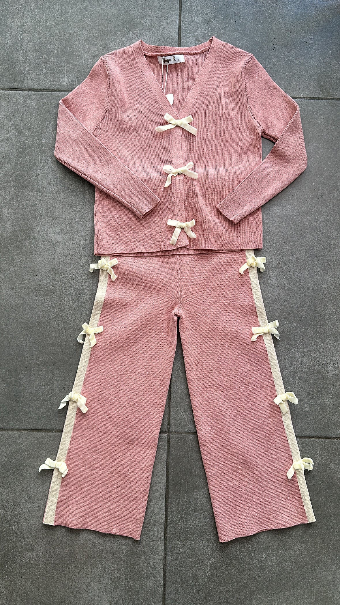 Coordinato IN MAGLIA FIOCCHETTI 4-14A - ROSA