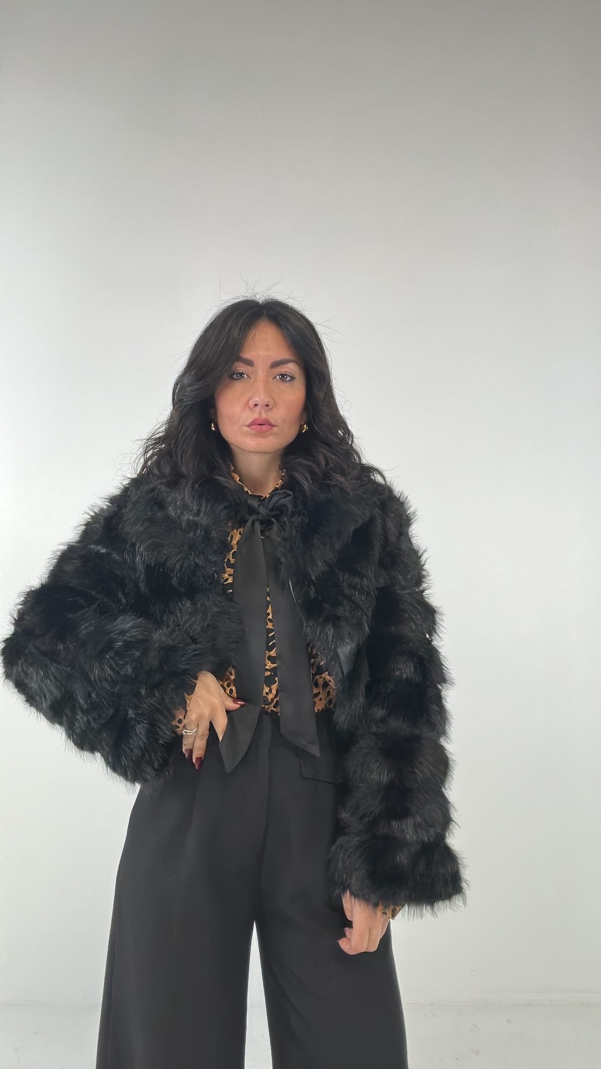 Ecopelliccia CROP TRAPUNTATA - NERO