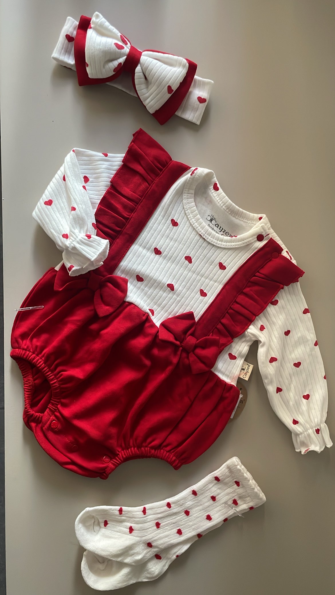 Pagliaccetto CUORICINI 3-12M - ROSSO