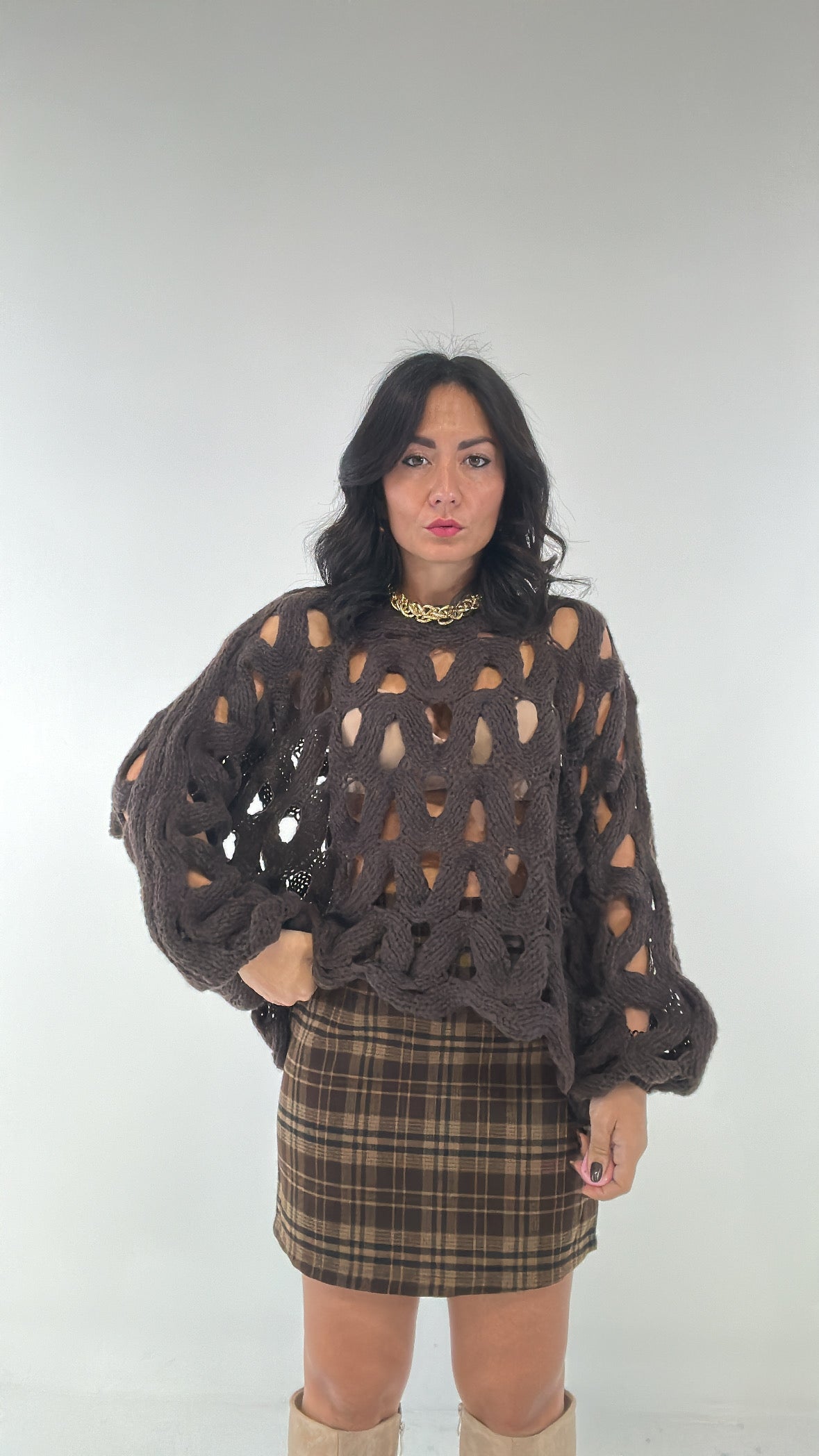 Pull MEGA TRAFORO - MARRONE