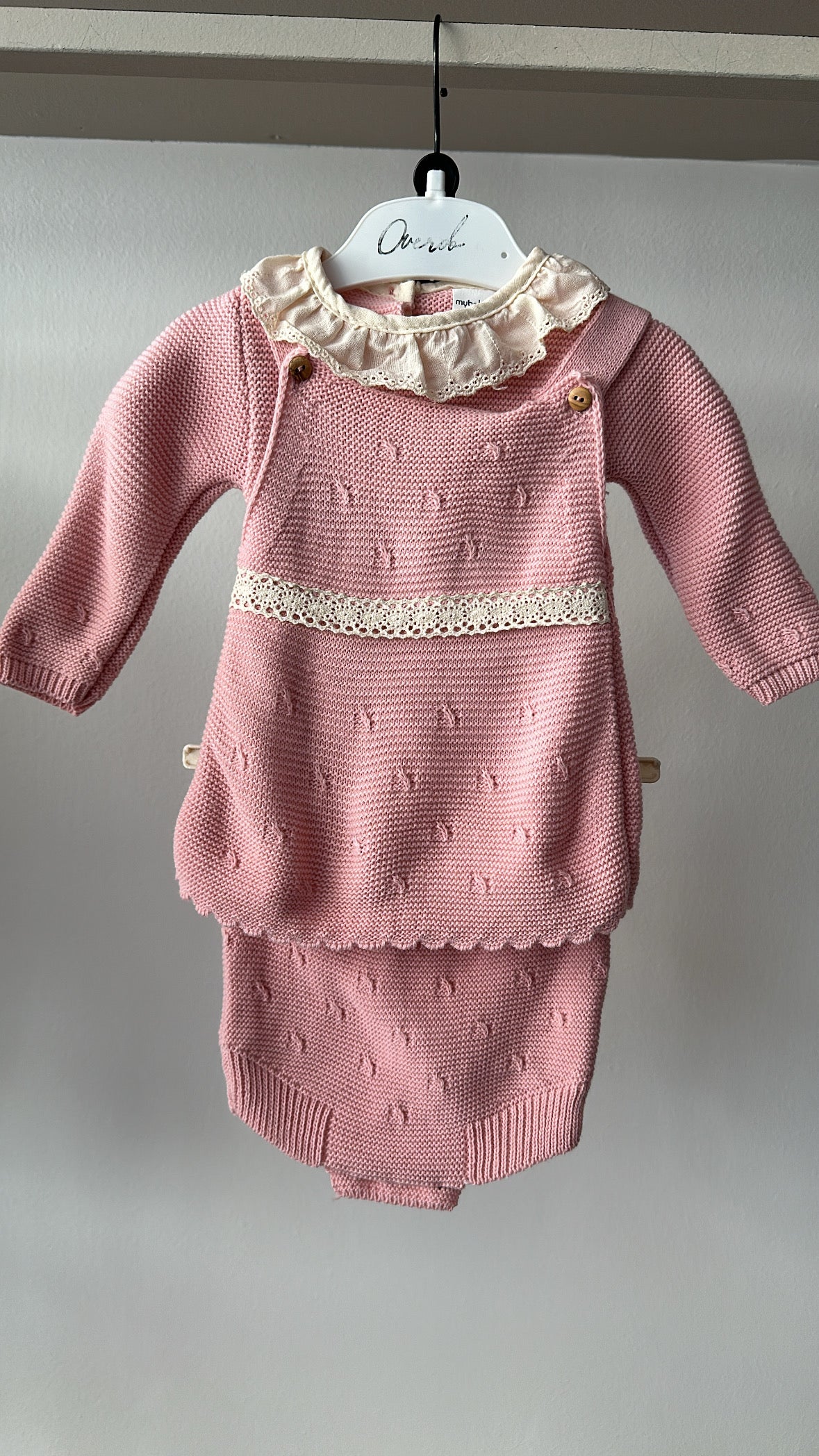 Coordinato IN MAGLIA CON CON RICCIO - ROSA