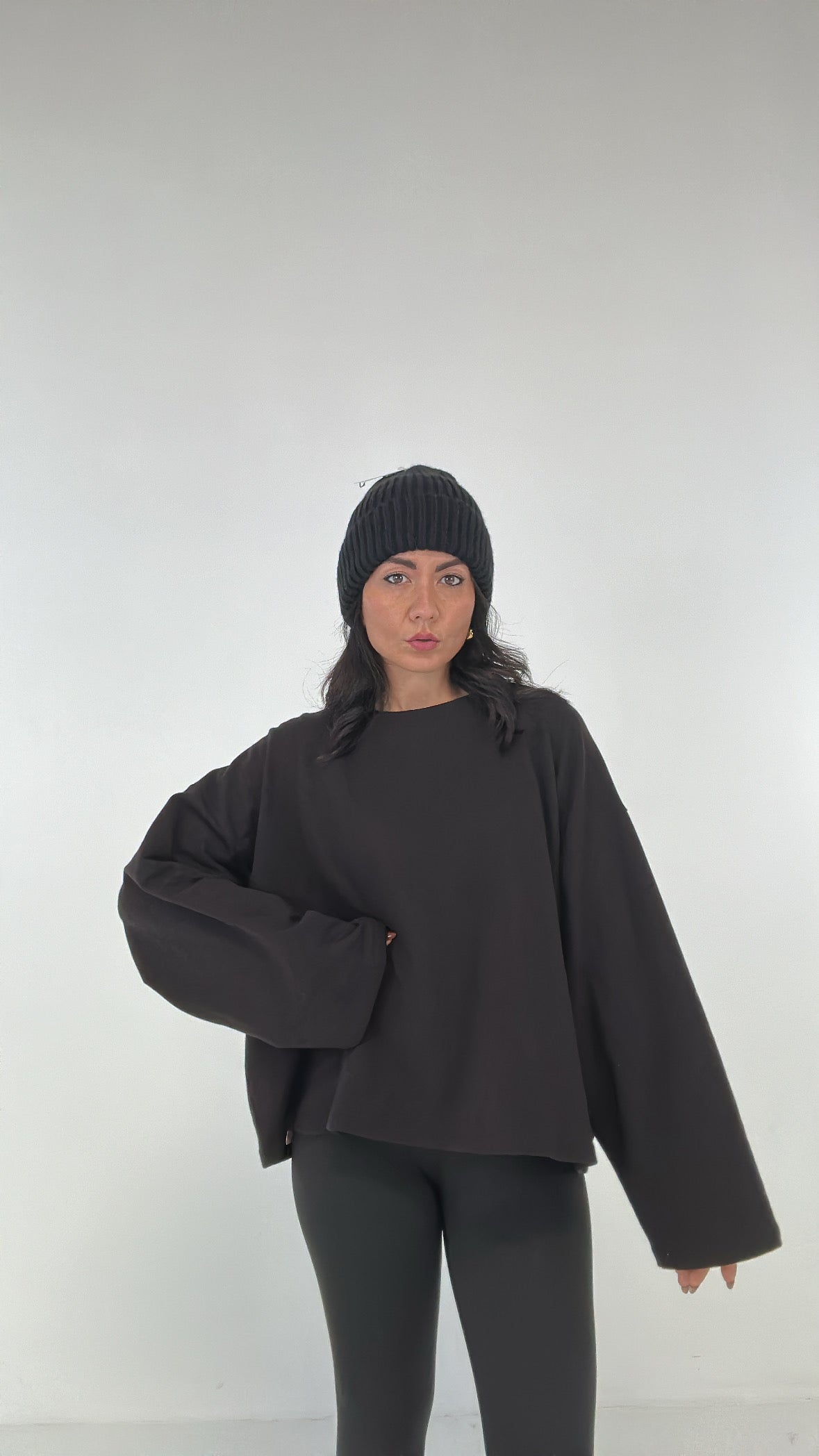 Maglia MANICA LARGA FELPATA - NERO