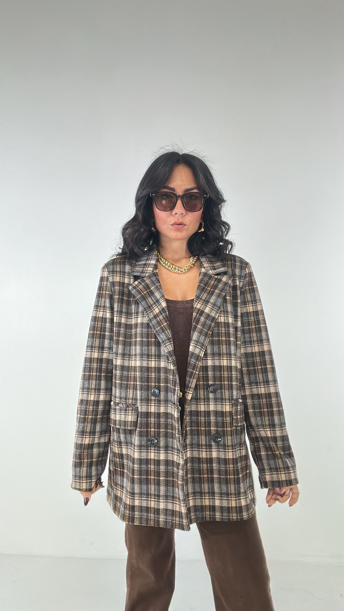 Blazer DOPPIOPETTO QUADRI - MARRONE