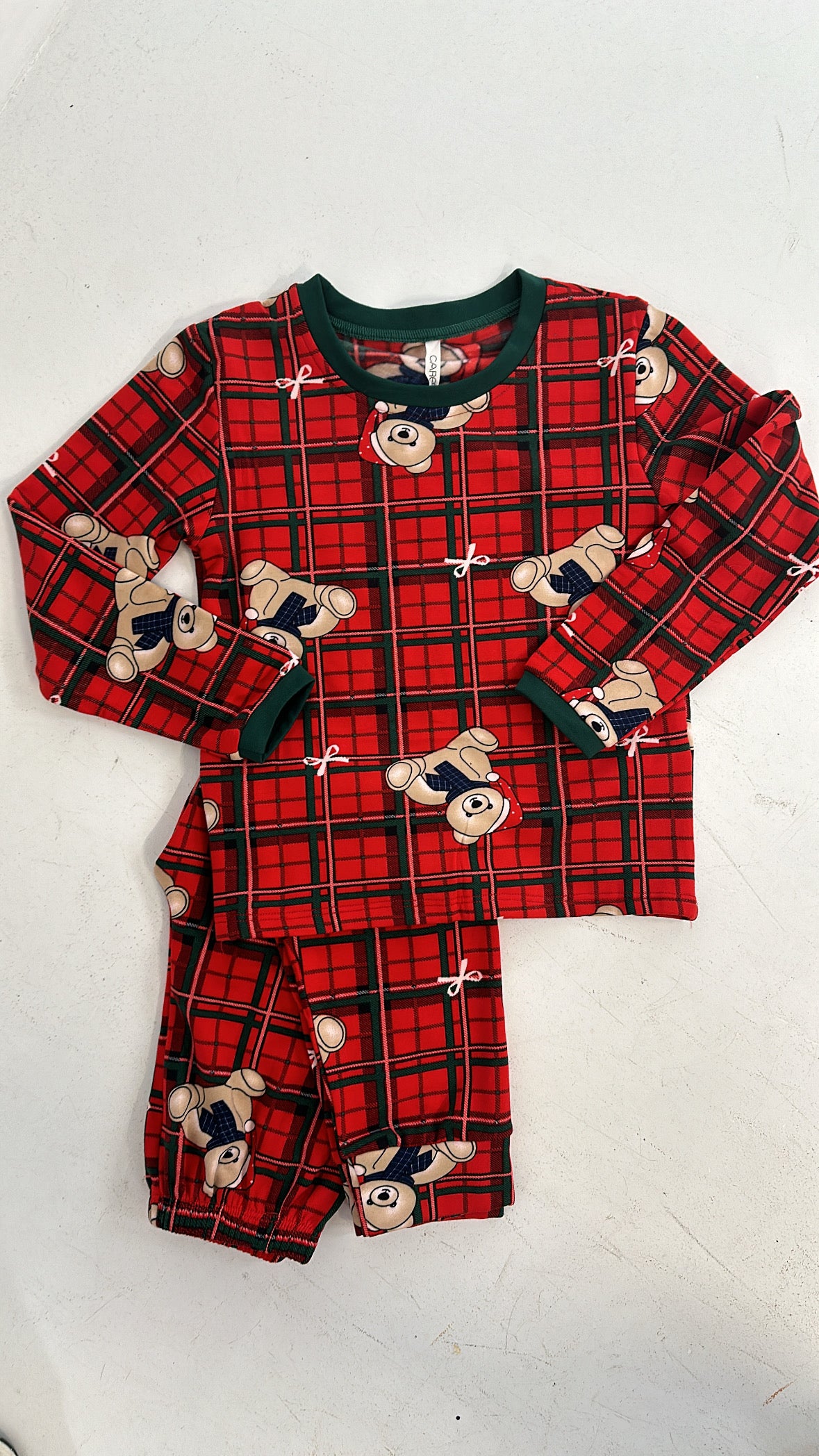 Pigiama BIMBO-BIMBA SCOZZESE CON ORSETTO - ROSSO