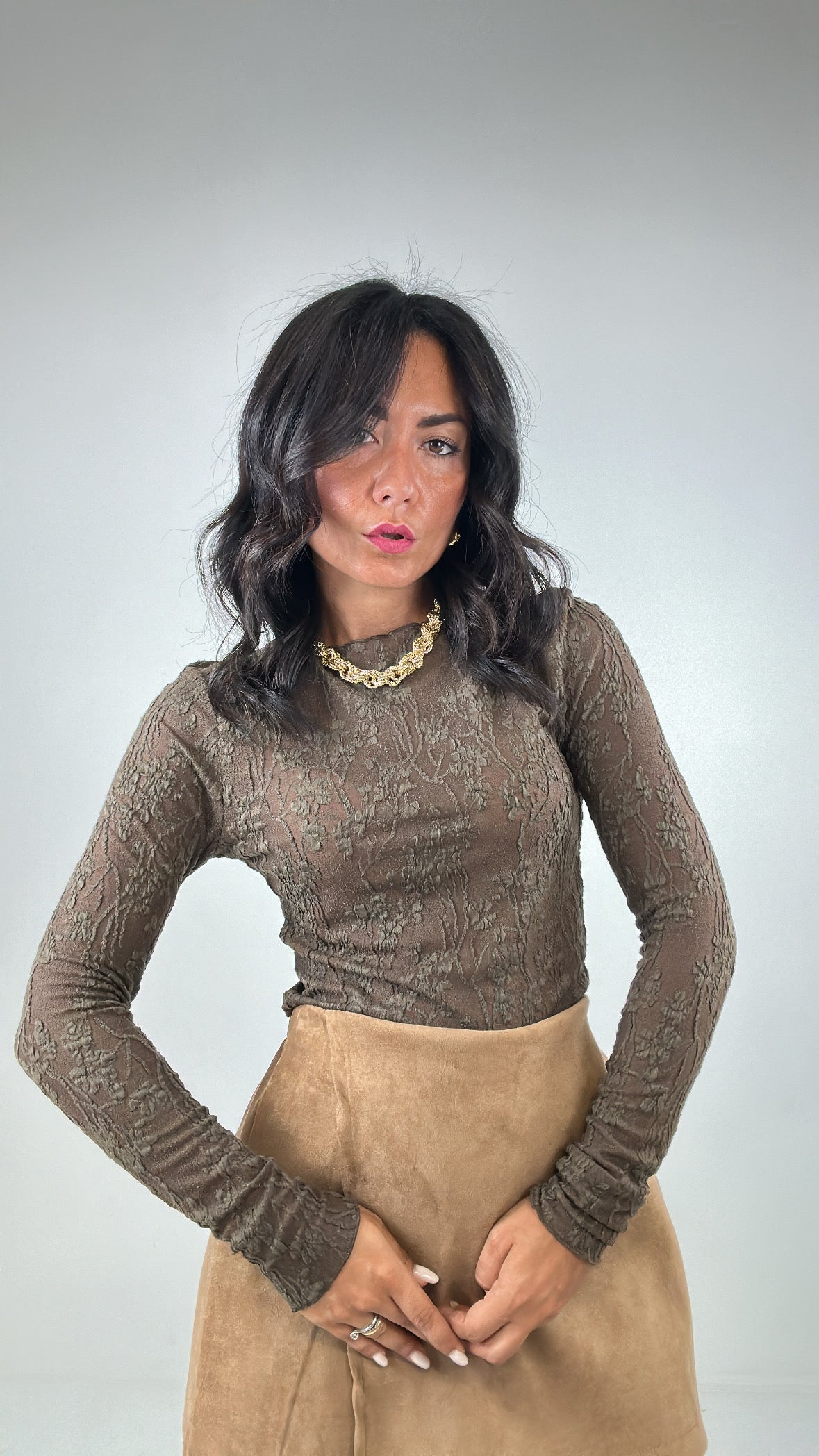 Maglia TRASP FIORE - MARRONE