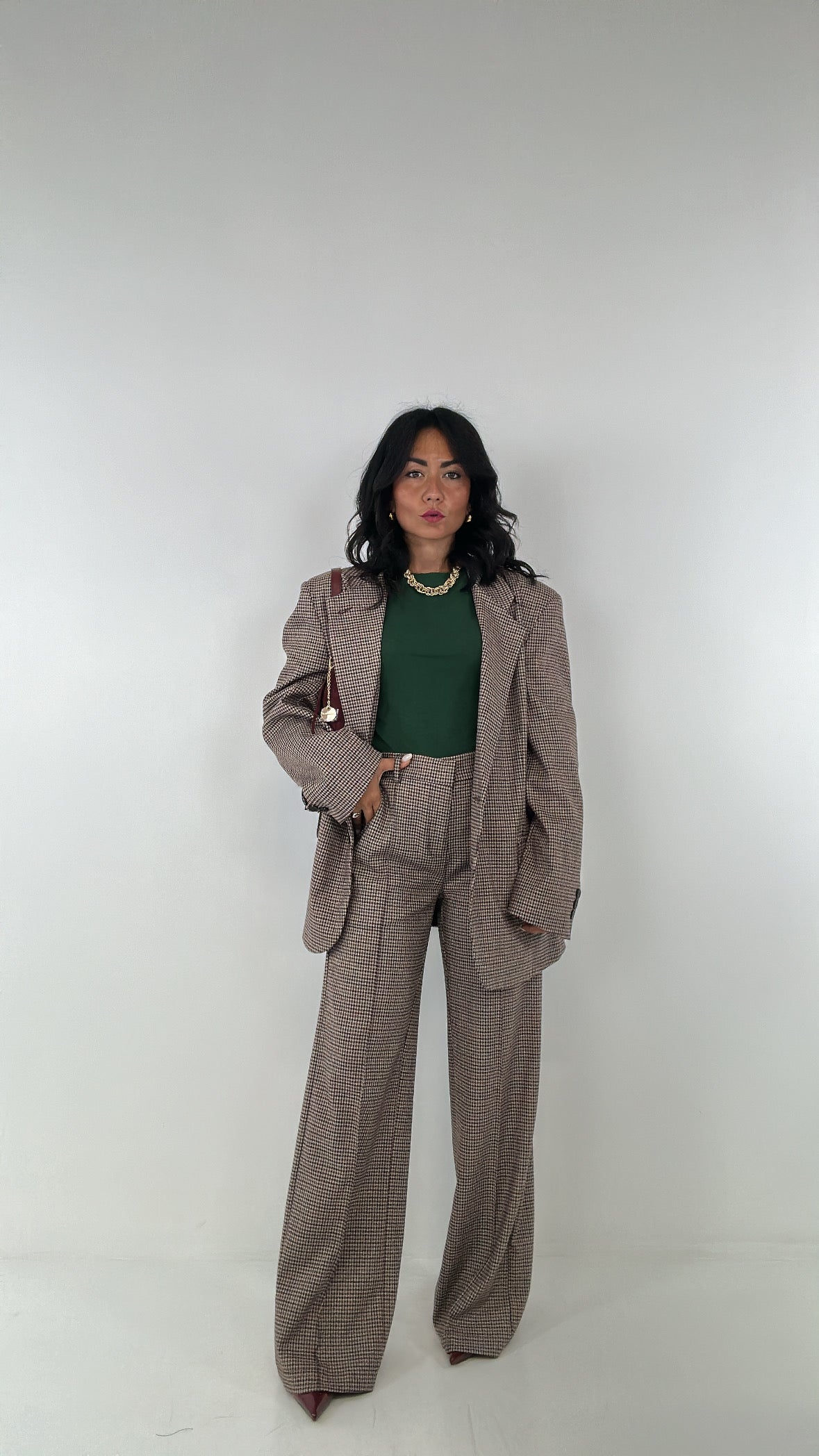 Pantalone LUMINA QUADRETTINI - BORDEAUX