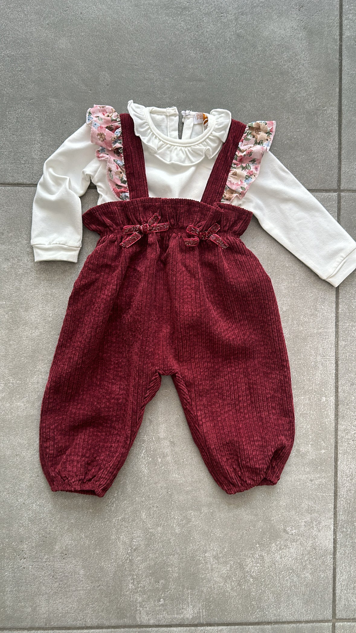 Salopette IN VELLUTO 1-12M - BORDEAUX