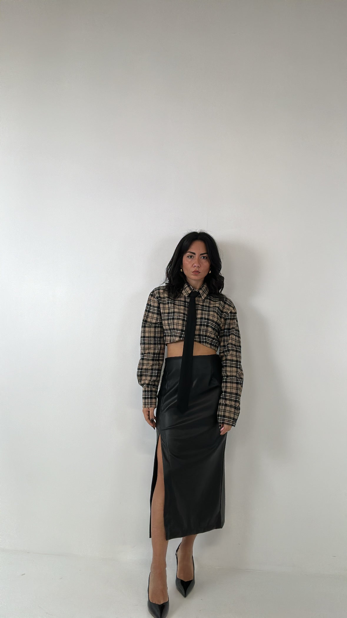 Gonna ECOPELLE SPACCO - NERO