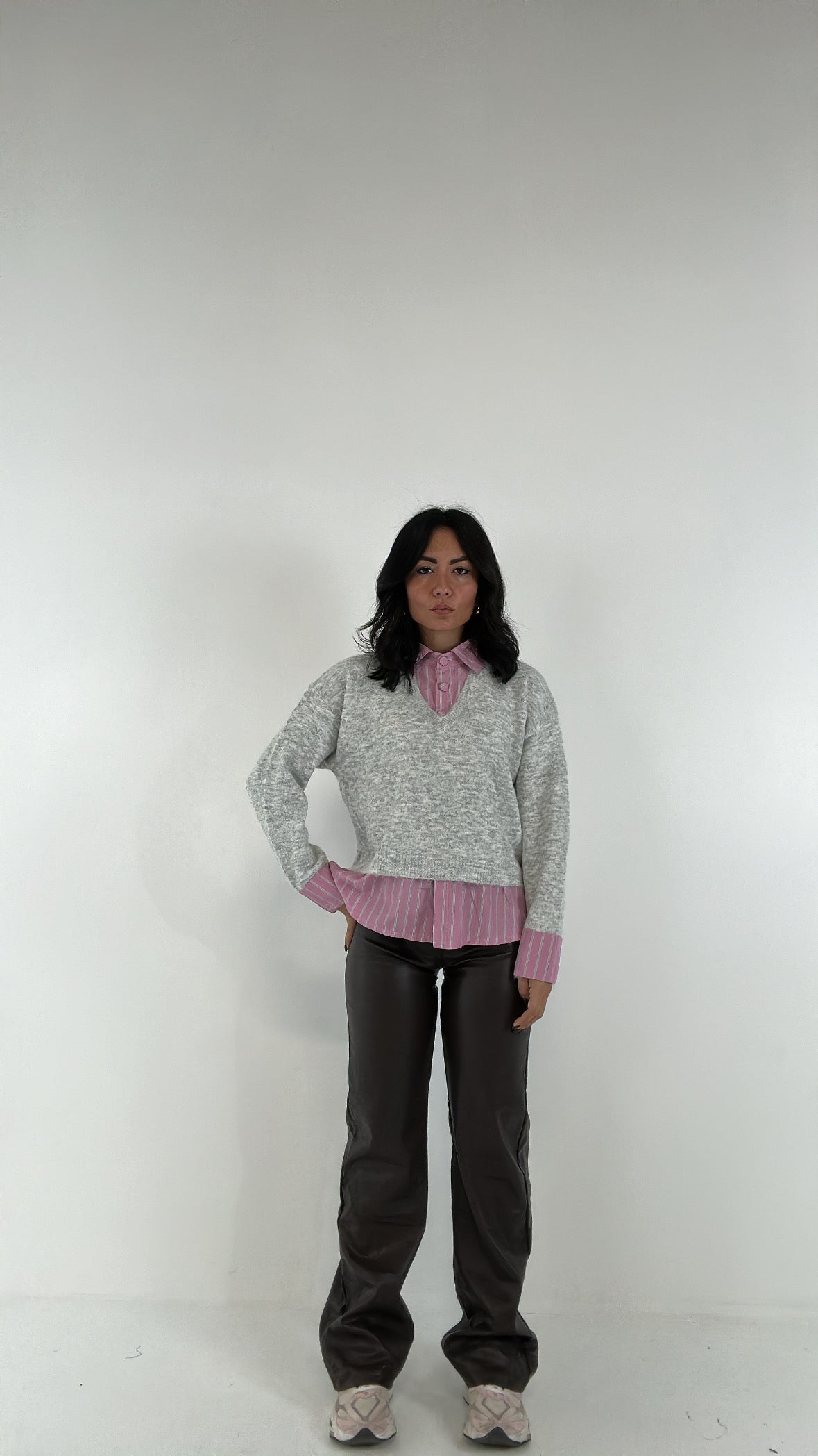 Pantalone PALAZZO ECOPELLE - MARRONE