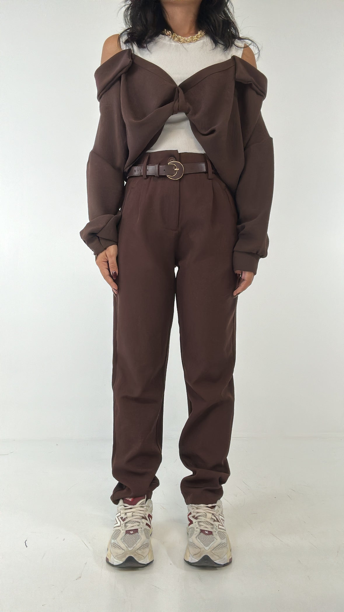 Pantalone DRITTO CINT - MARRONE