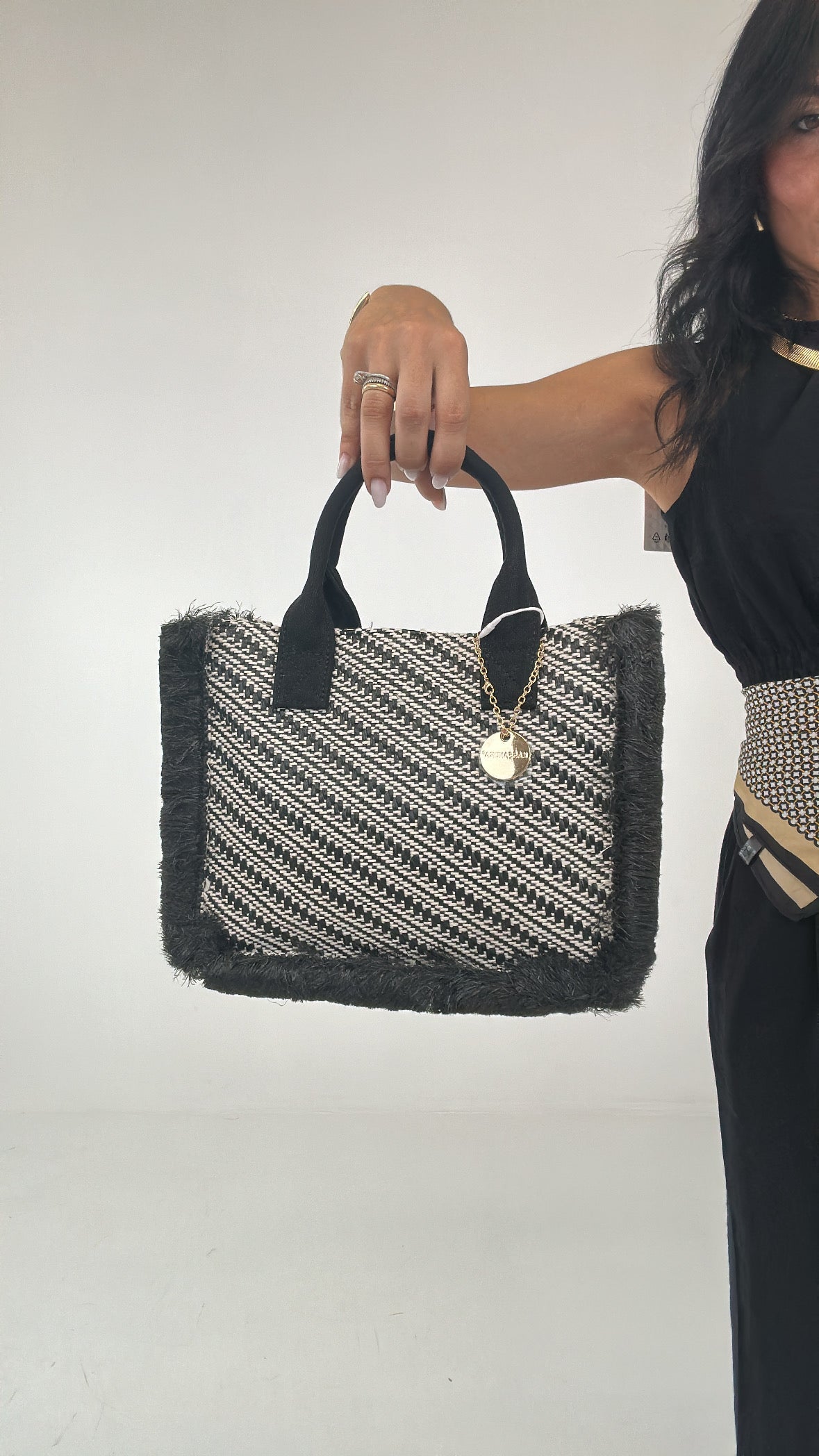Borsa FRANGETTE BICOLOR - NERO