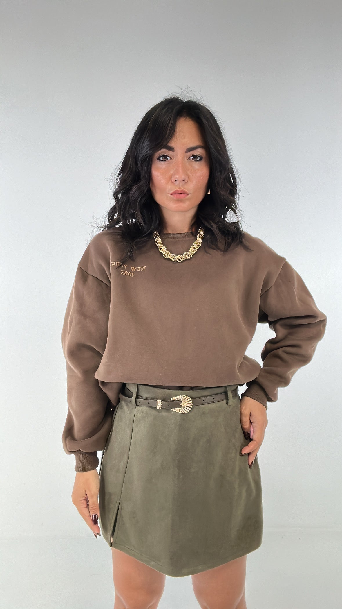 Felpa NEW YORK 1982 - MARRONE