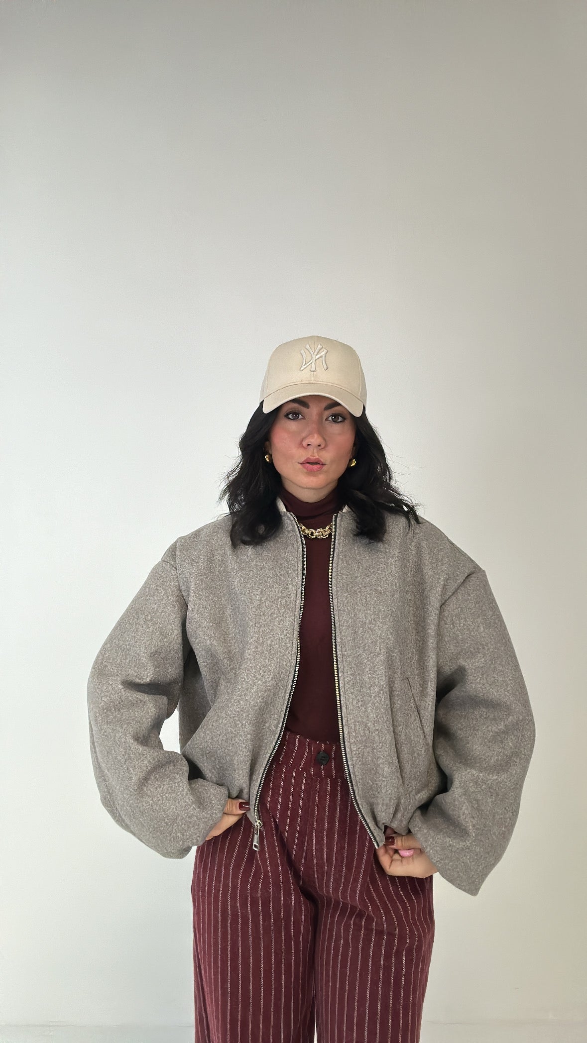 Bomber IN PANNO TRAPUNTATO - KHAKI