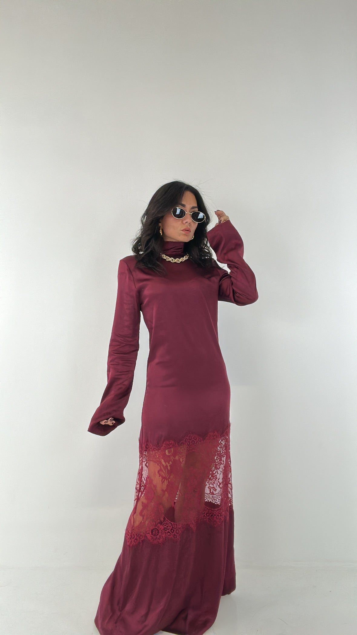 Abito LUMINA SATIN - BORDEAUX