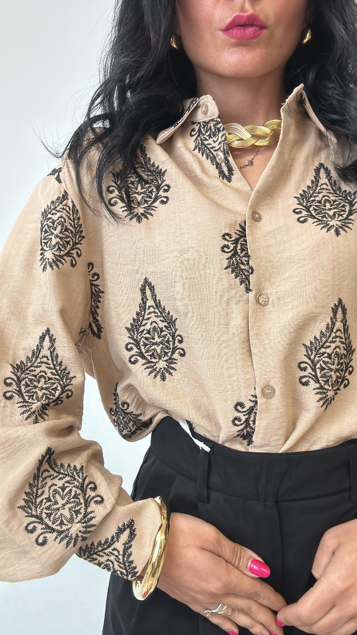 Camicia DETTAGLIO RICAMATO - BEIGE
