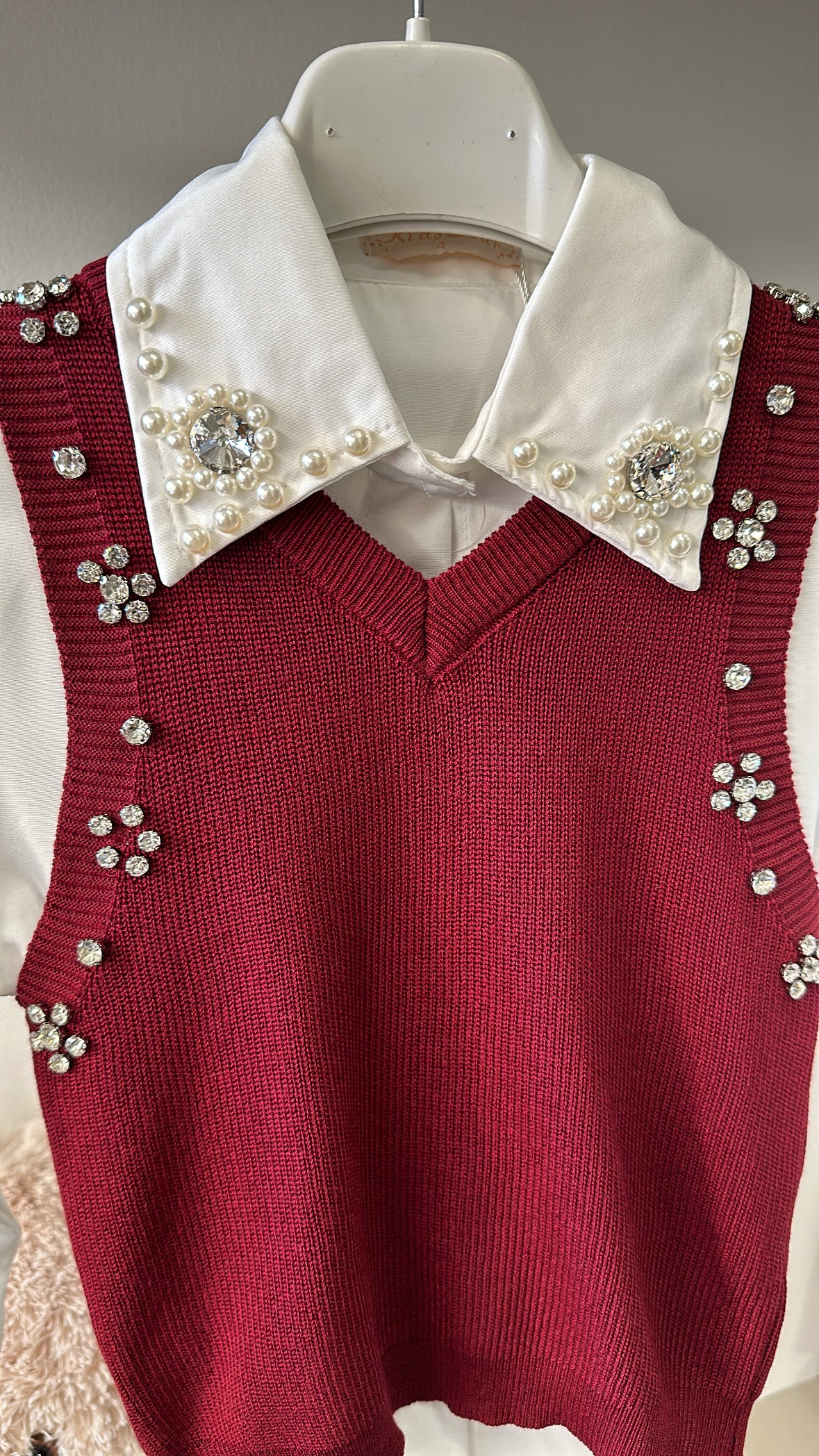 Camicia CON GILET 4-14A - BORDEAUX